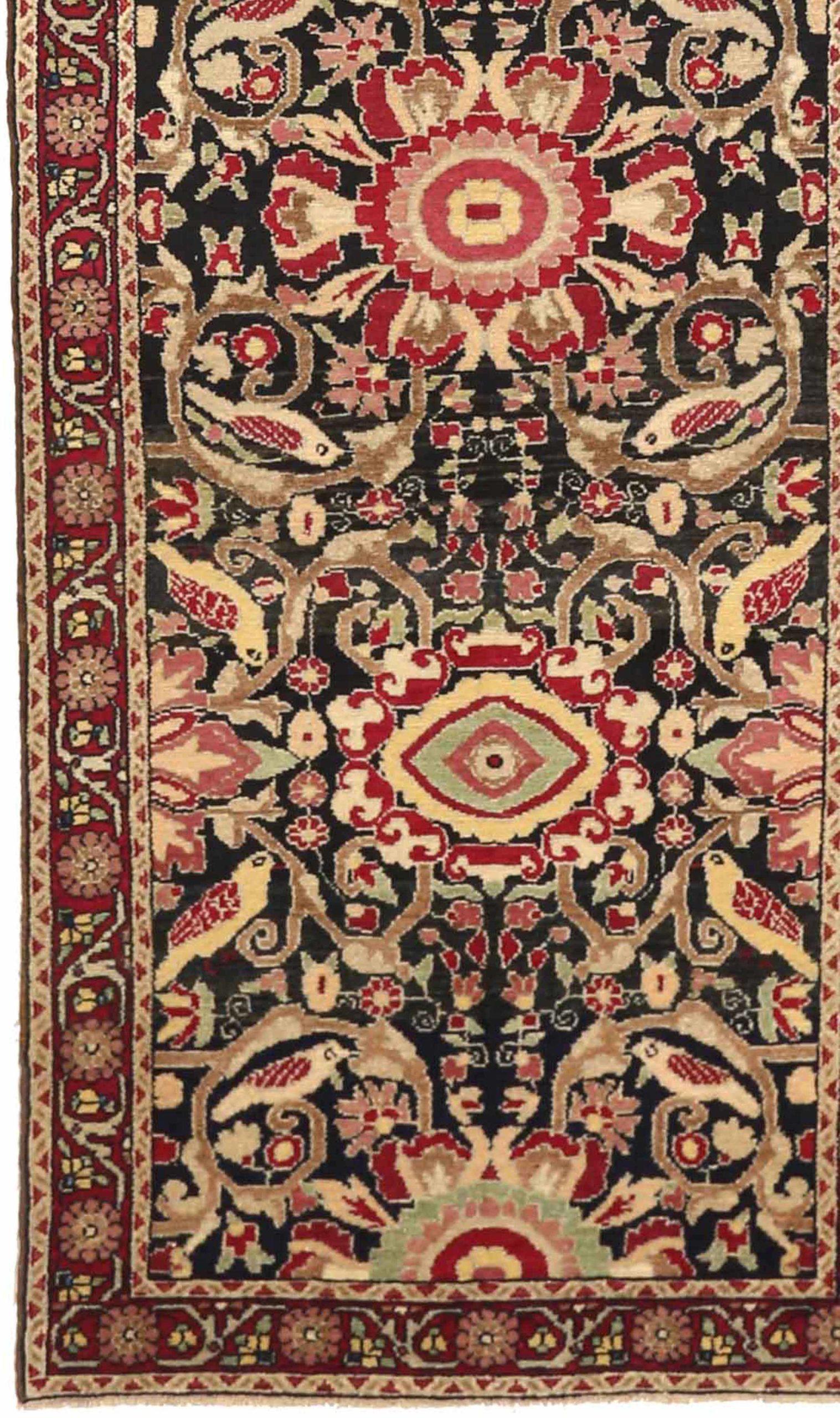 Persischer Bakhtiari-Läufer aus Wolle in Schwarz, Elfenbein und Rot 73829 (Asiatisch) im Angebot