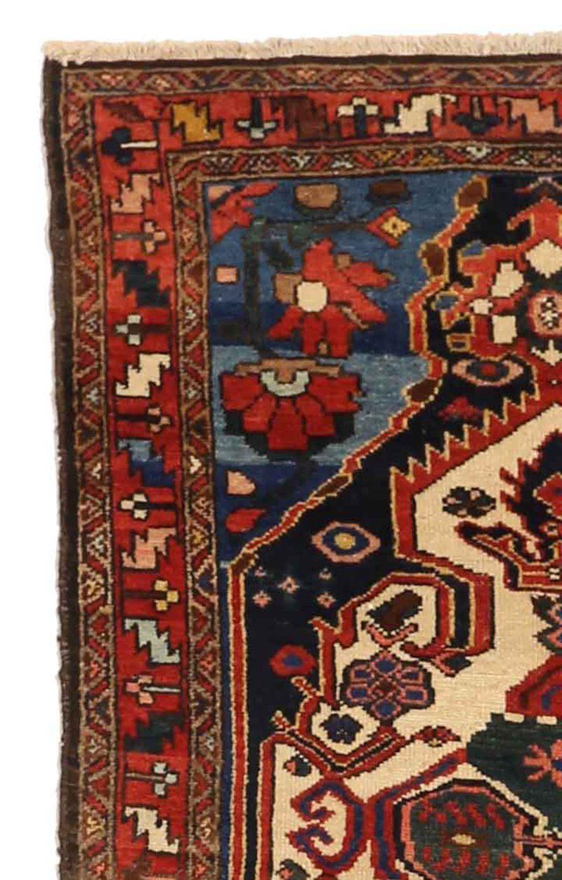 Asiatique Tapis de couloir persan Bakhtiari - Laine ivoire bleu clair 10405 en vente