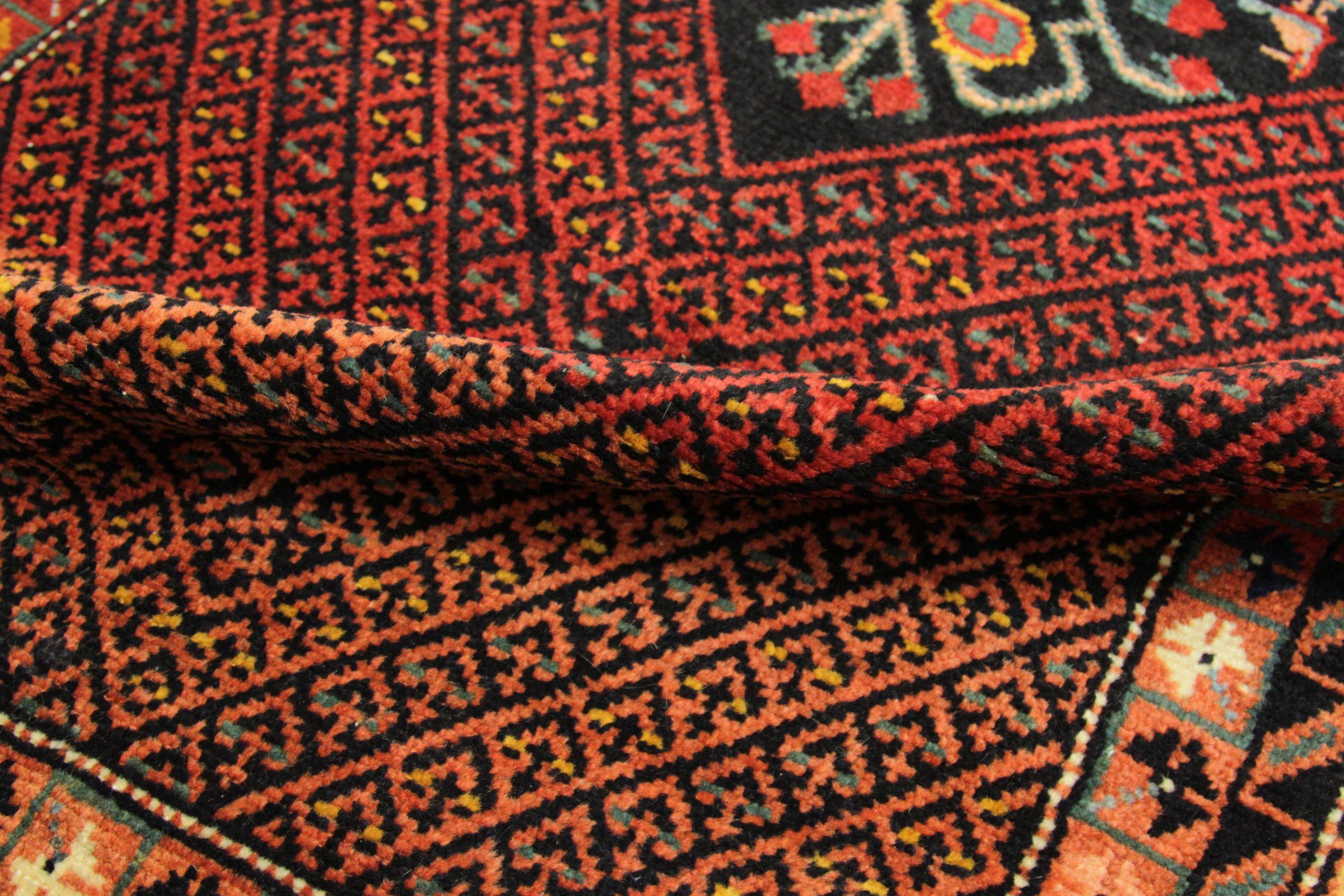 Persian Bakhtiari Runner Rug Circa 1910 - Wool Black Red Yellow 72662 In Excellent Condition For Sale In Dallas, TX