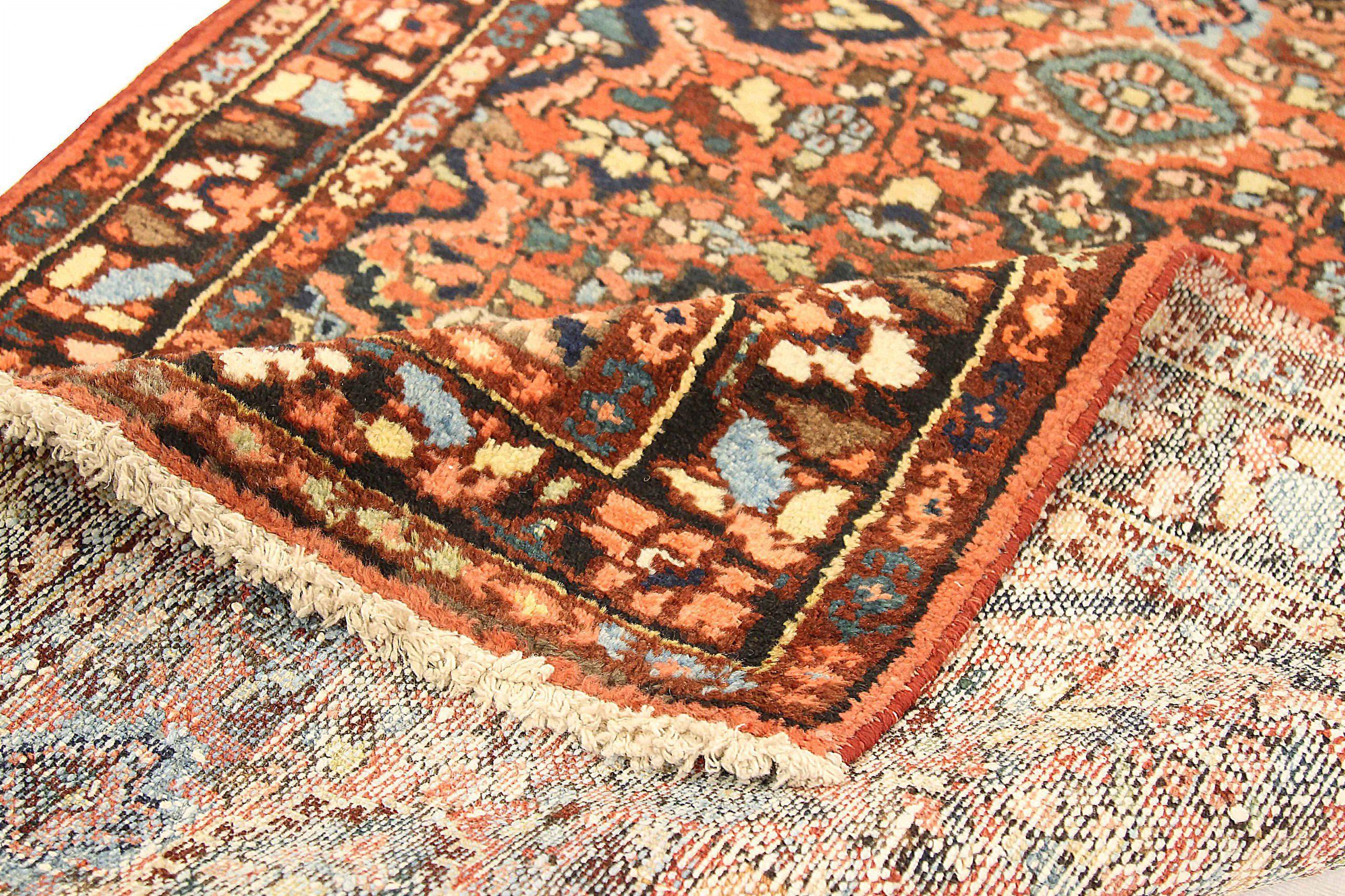 Persische Bakhtiari Läufer Teppich CIRCA 1910 - Wolle Brown Elfenbein Rot 71178 im Zustand „Hervorragend“ im Angebot in Dallas, TX