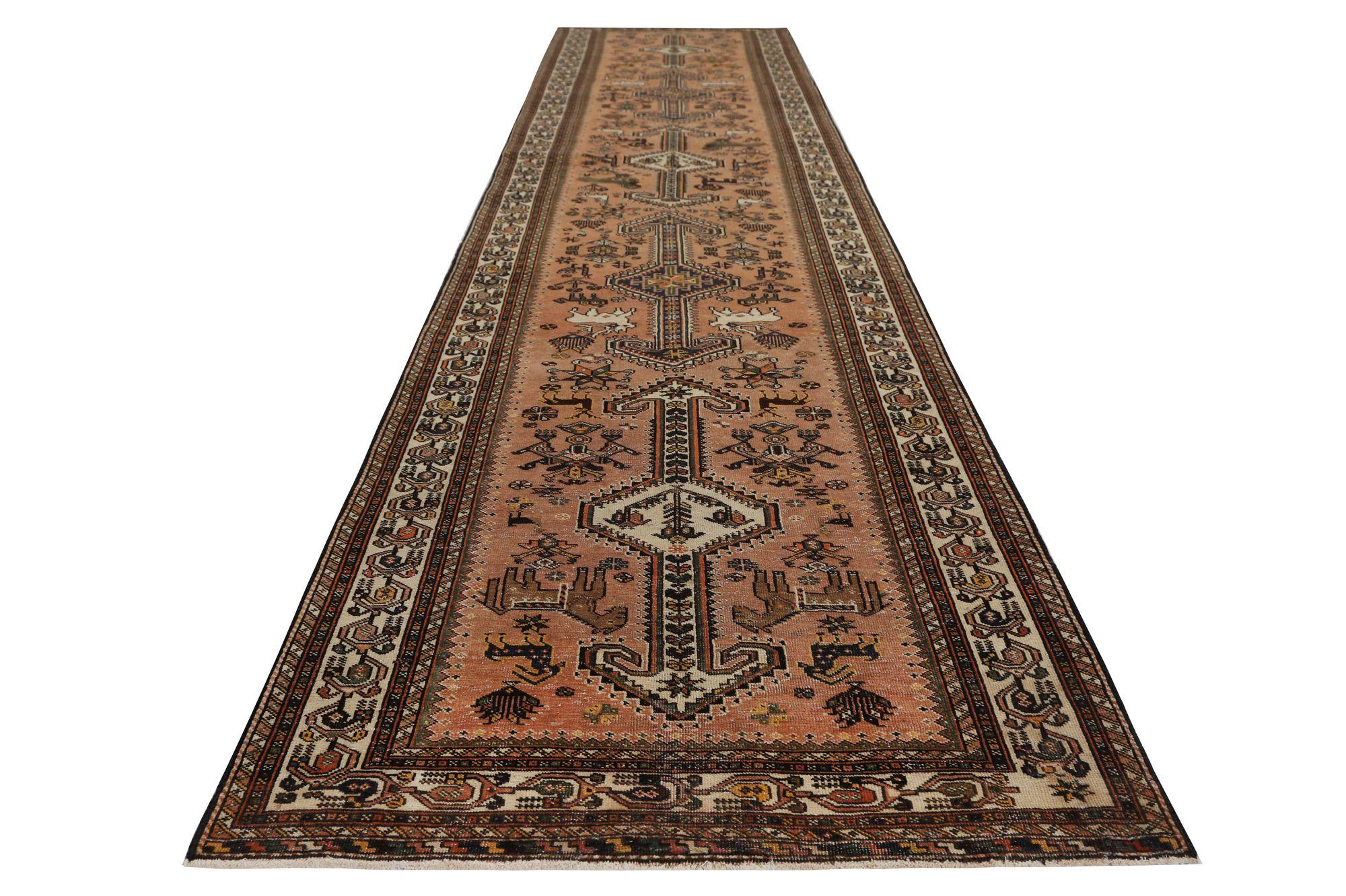 Iracheno Tappeto Persiano Bakhtiari Runner - Lana Design/One Rosa - 96966 in vendita
