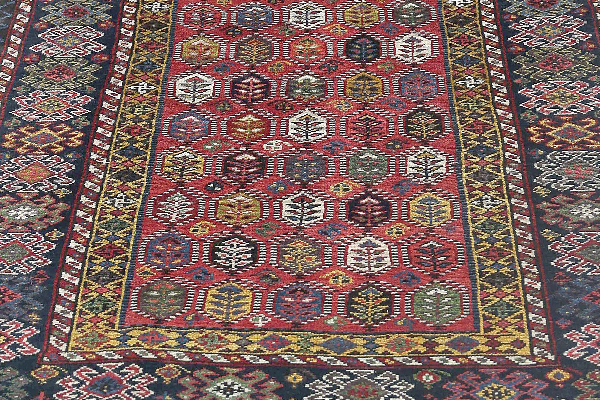 XX secolo Tappeto persiano Bakhtiari Runner - Design rosso lana - 96867 in vendita