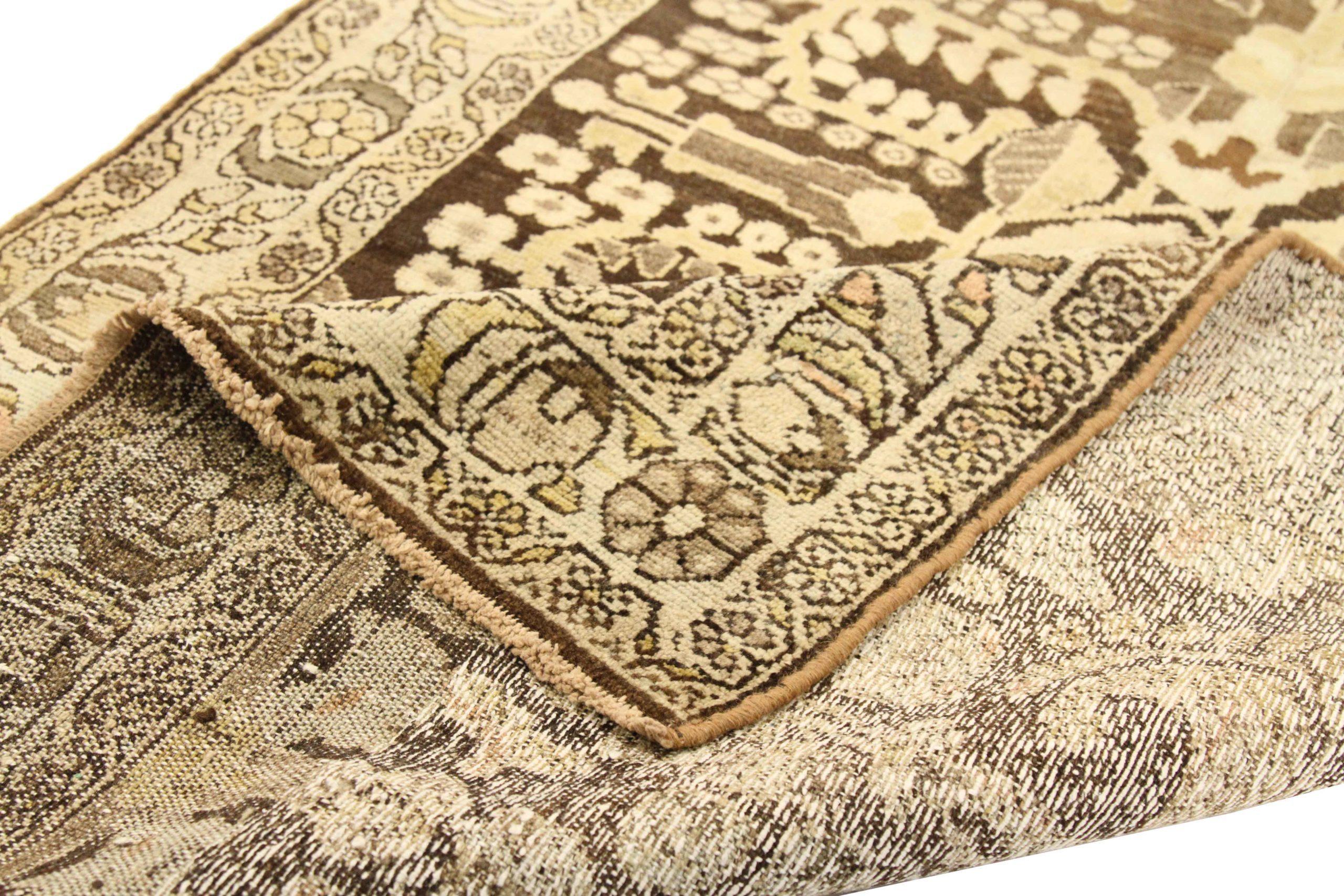 Persischer Bakhtiari Small Teppich - Wolle Brown Elfenbein Design - 75531 (Asiatisch) im Angebot