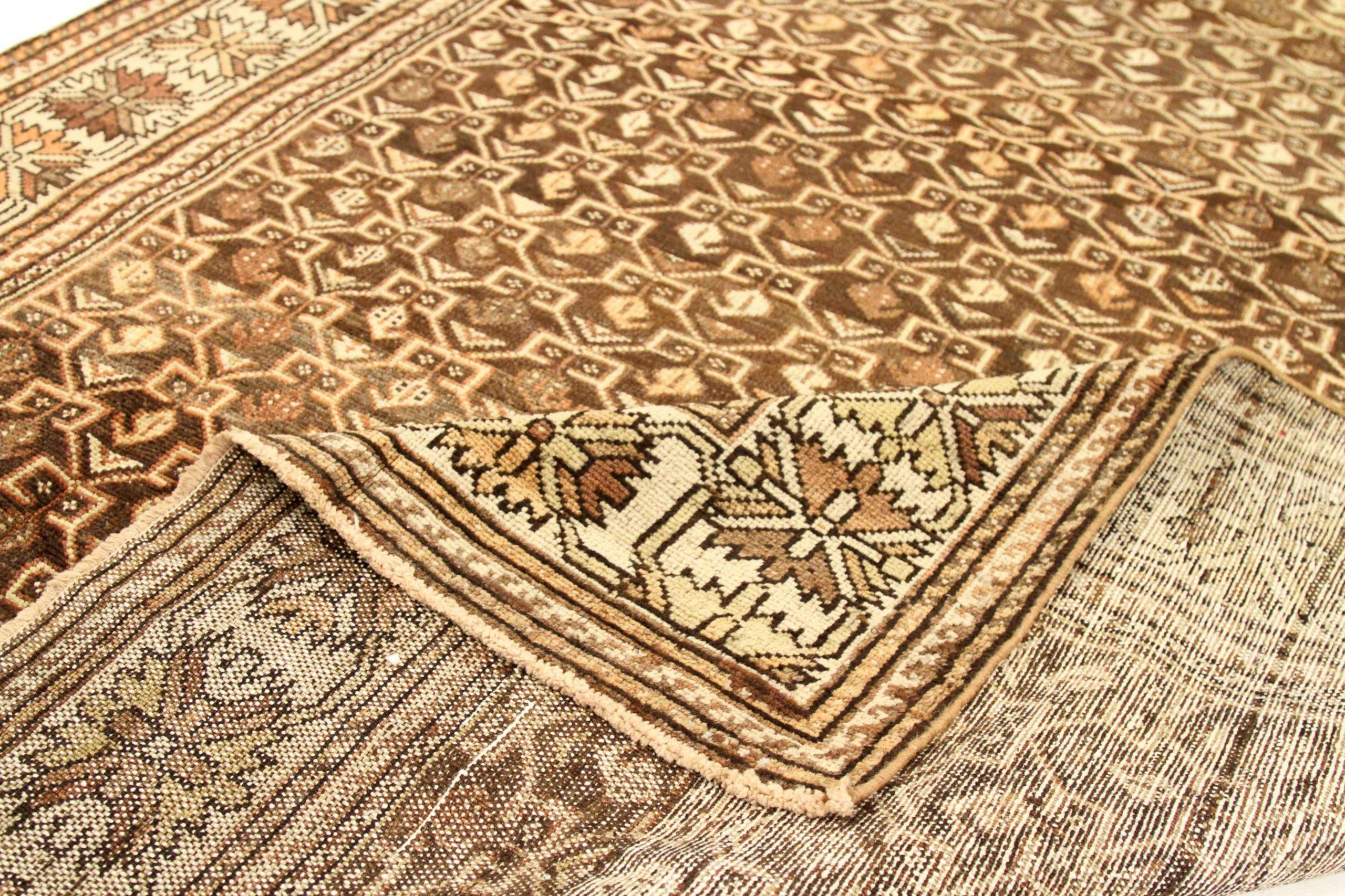 Persischer Bachtiari Small Teppich - Wolle Braun Elfenbein Design - 75656 (Asiatisch) im Angebot