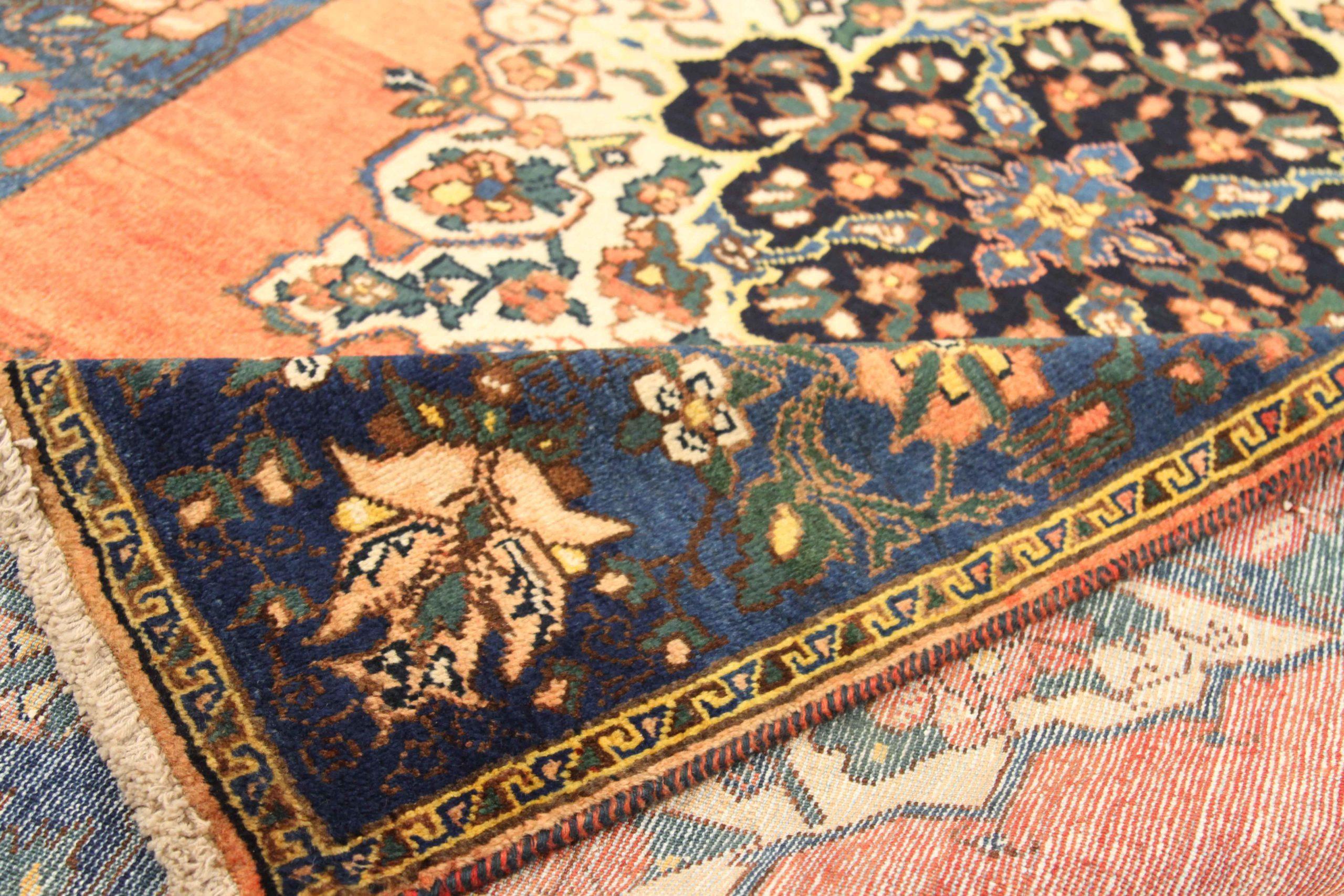 Persischer Bakhtiari Kleiner Teppich Circa 1910 - Wolle Blau Elfenbein Rosa 75006 (Asiatisch) im Angebot