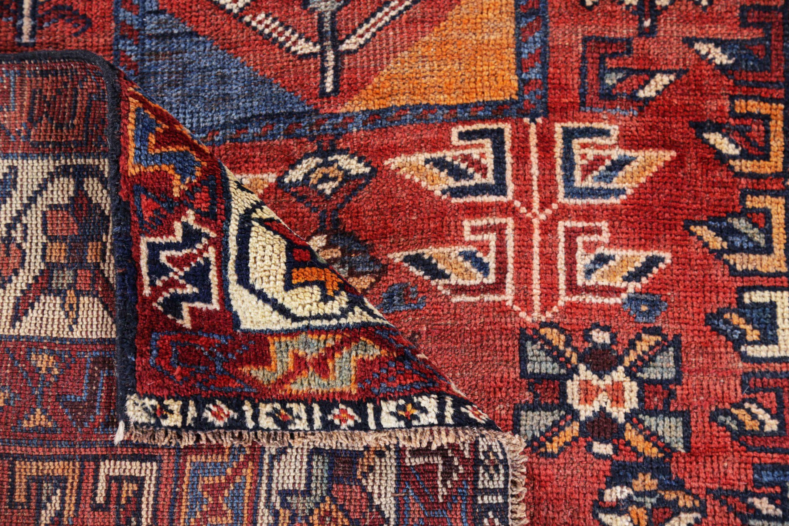 Persischer Bakhtiari Kleiner Teppich Circa 1910 - Wolle Elfenbein Orange Rot Design - 91328 im Zustand „Hervorragend“ im Angebot in Dallas, TX