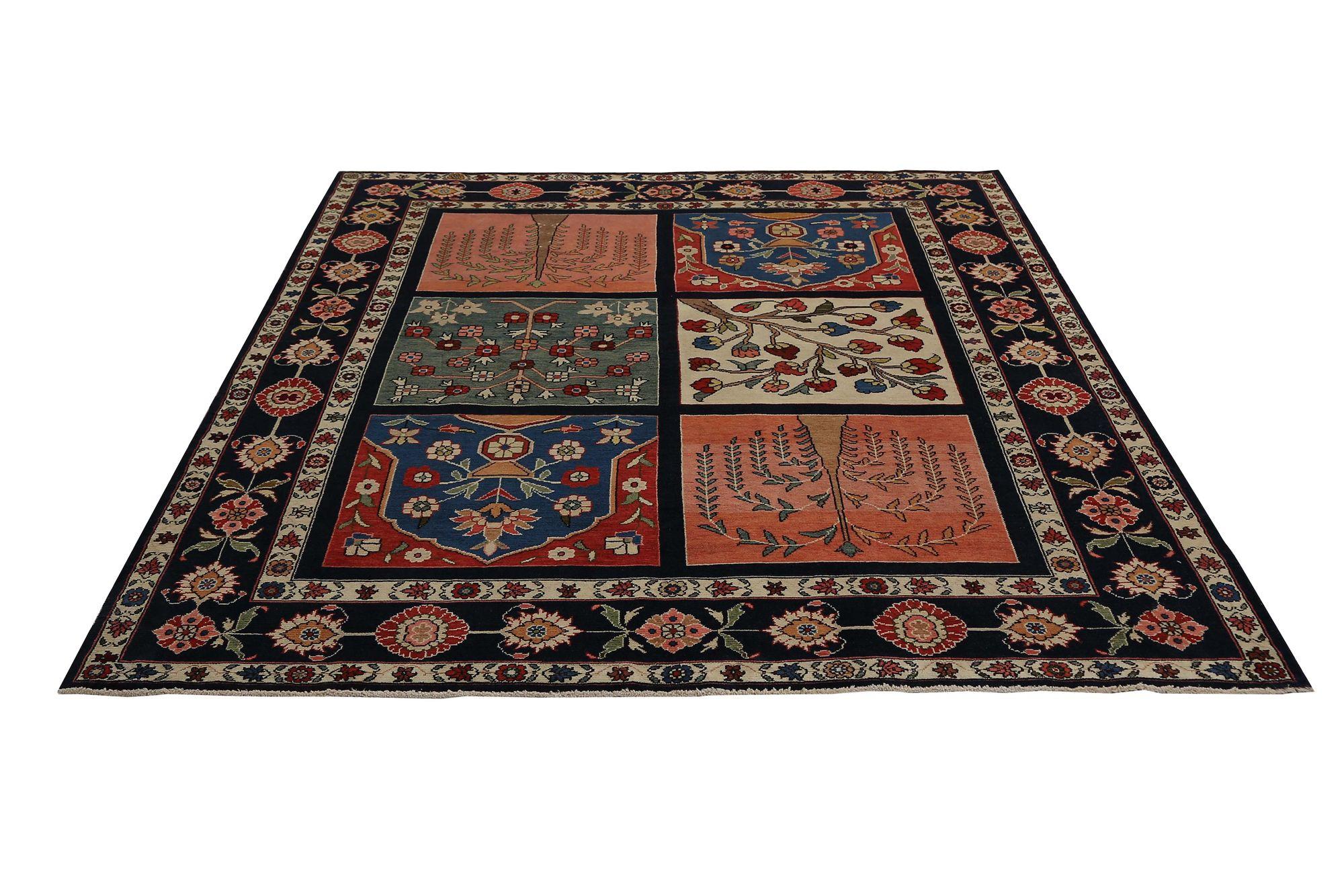 Tappeto persiano Bakhtiari Small - Lana Nero Rosa Rosso - 96721 In condizioni ottime in vendita a Dallas, TX
