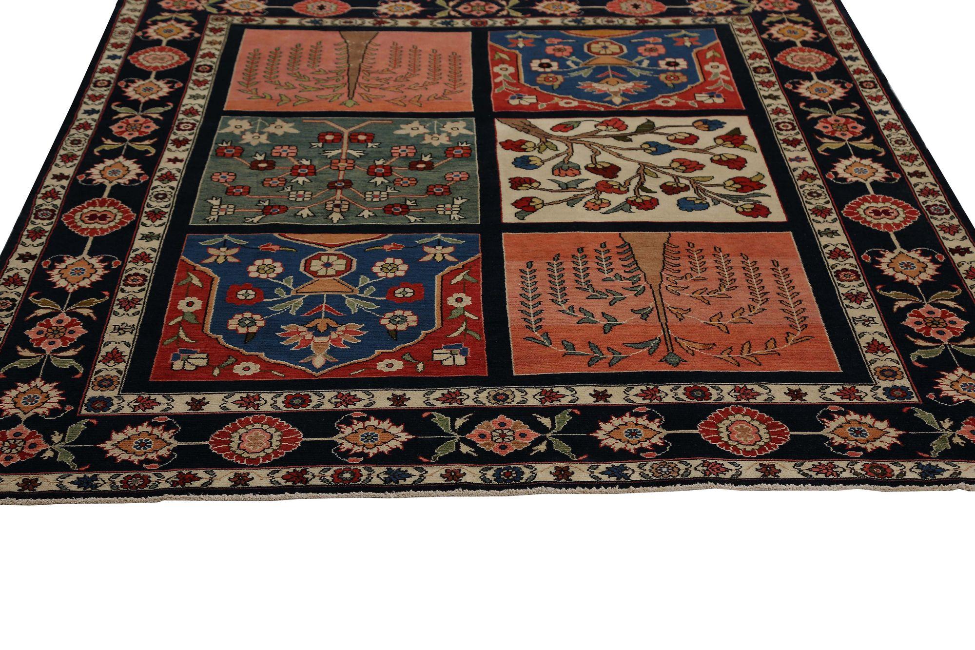 XX secolo Tappeto persiano Bakhtiari Small - Lana Nero Rosa Rosso - 96721 in vendita