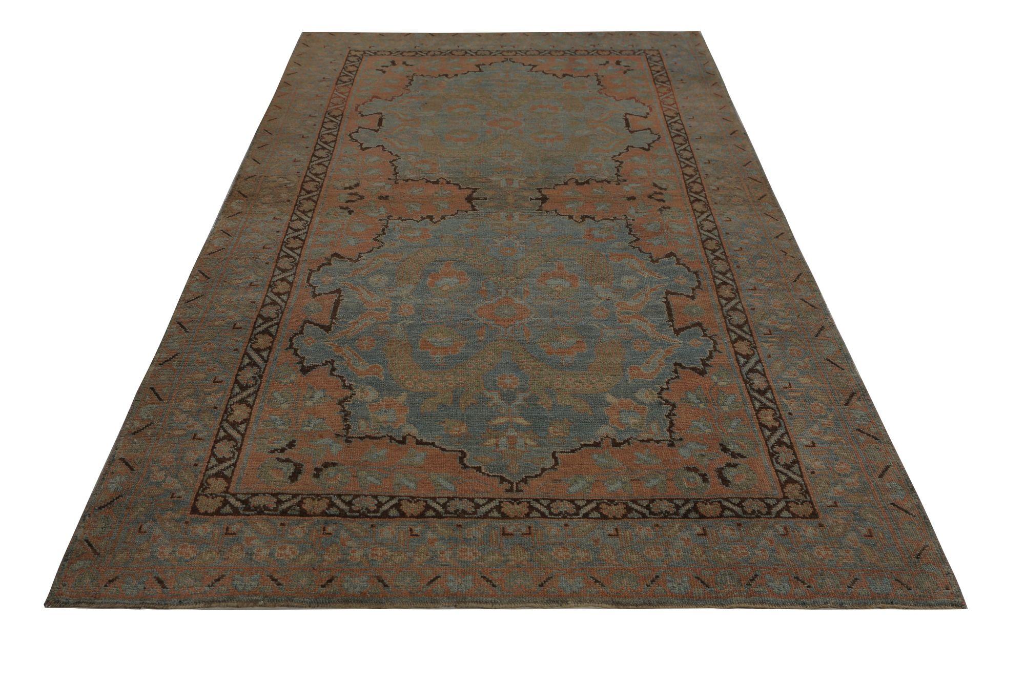 Tappeto persiano Bakhtiari Small Design - Lana Blu Marrone Arancione - 97313 In condizioni ottime in vendita a Dallas, TX