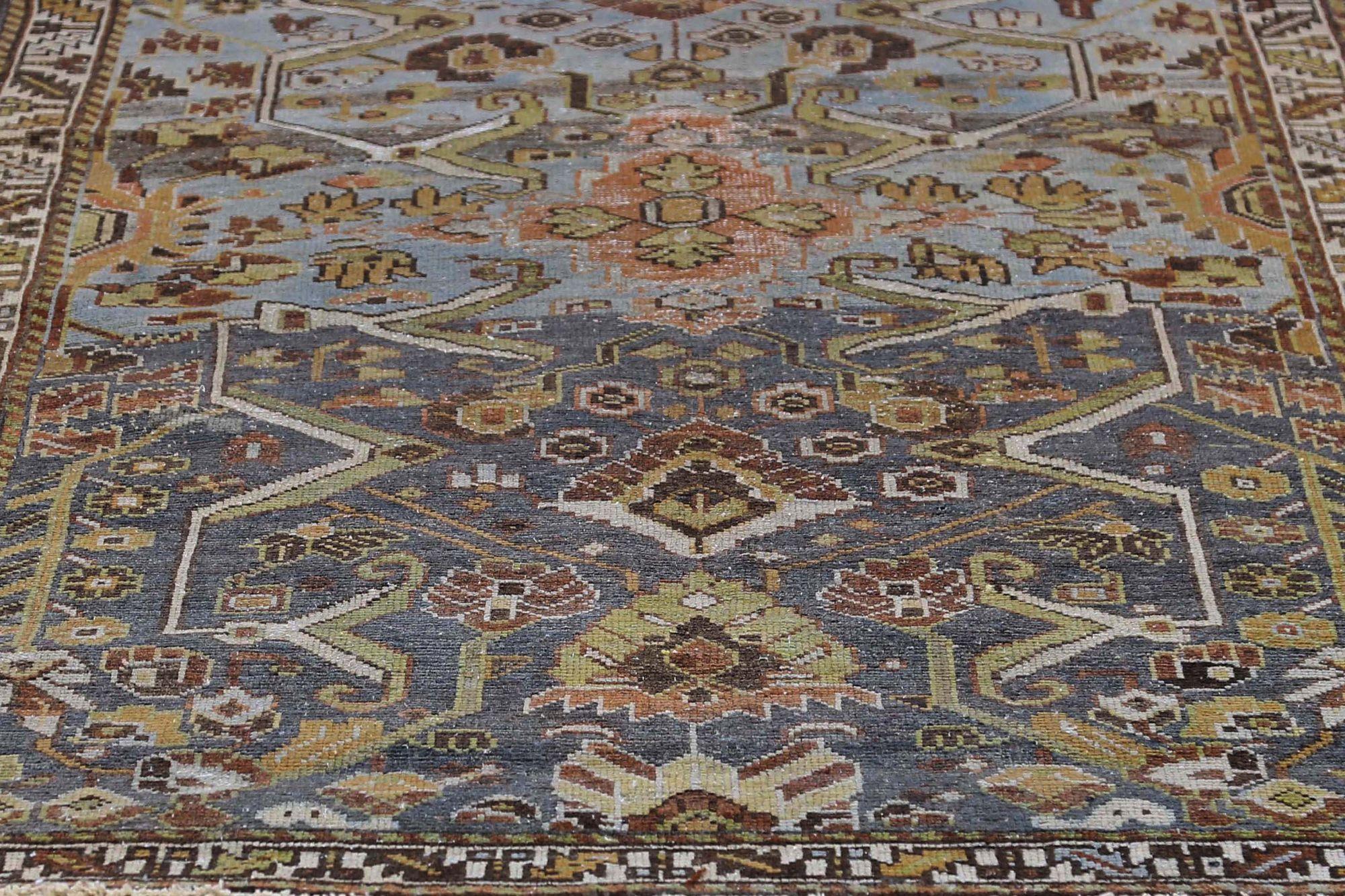 Persischer Bakhtiari Kleiner Teppich - Wolle Blau Grün Design - 96793 (Irakisch) im Angebot