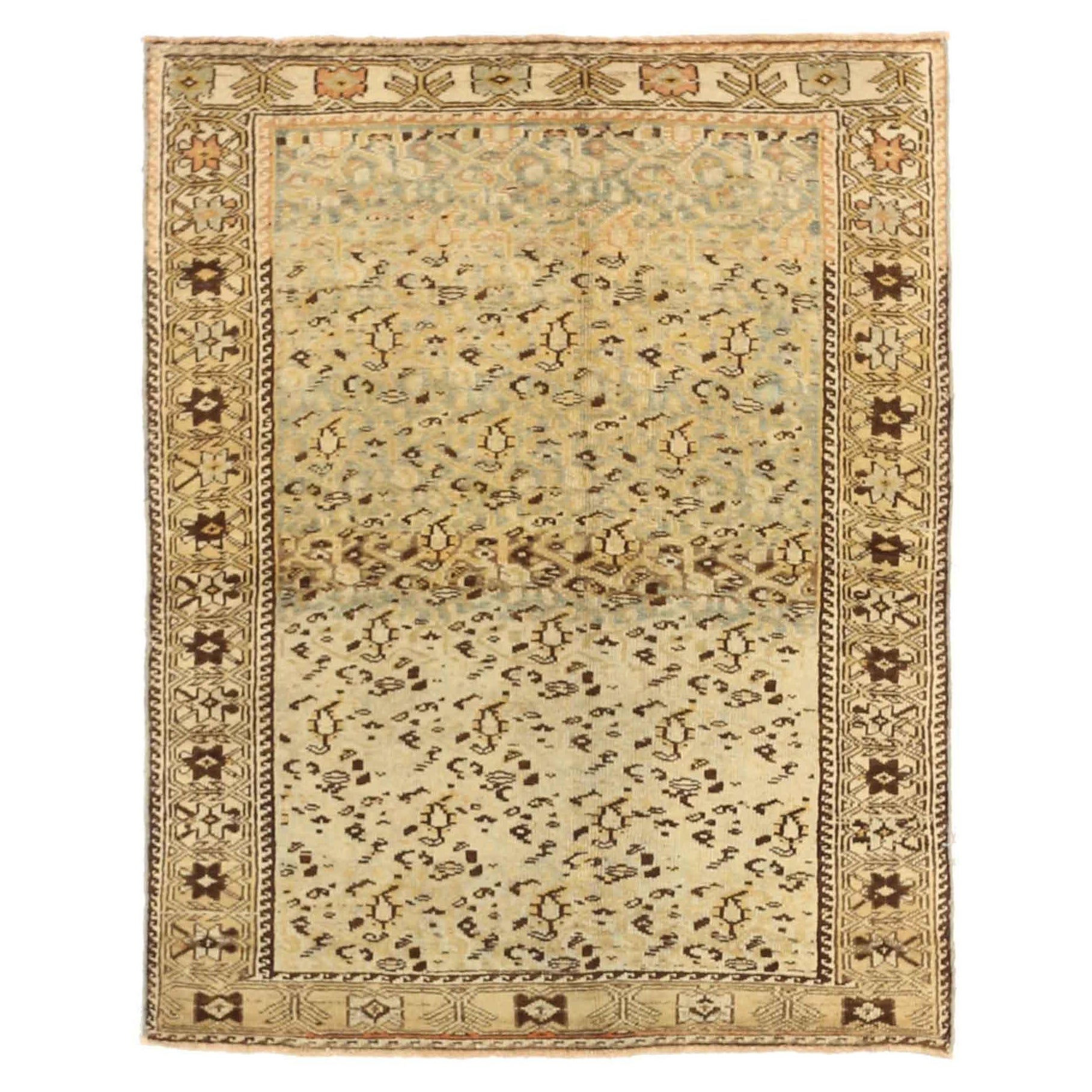 Tappeto persiano Bakhtiari piccolo - Lana Marrone Avorio Azzurro - 75506