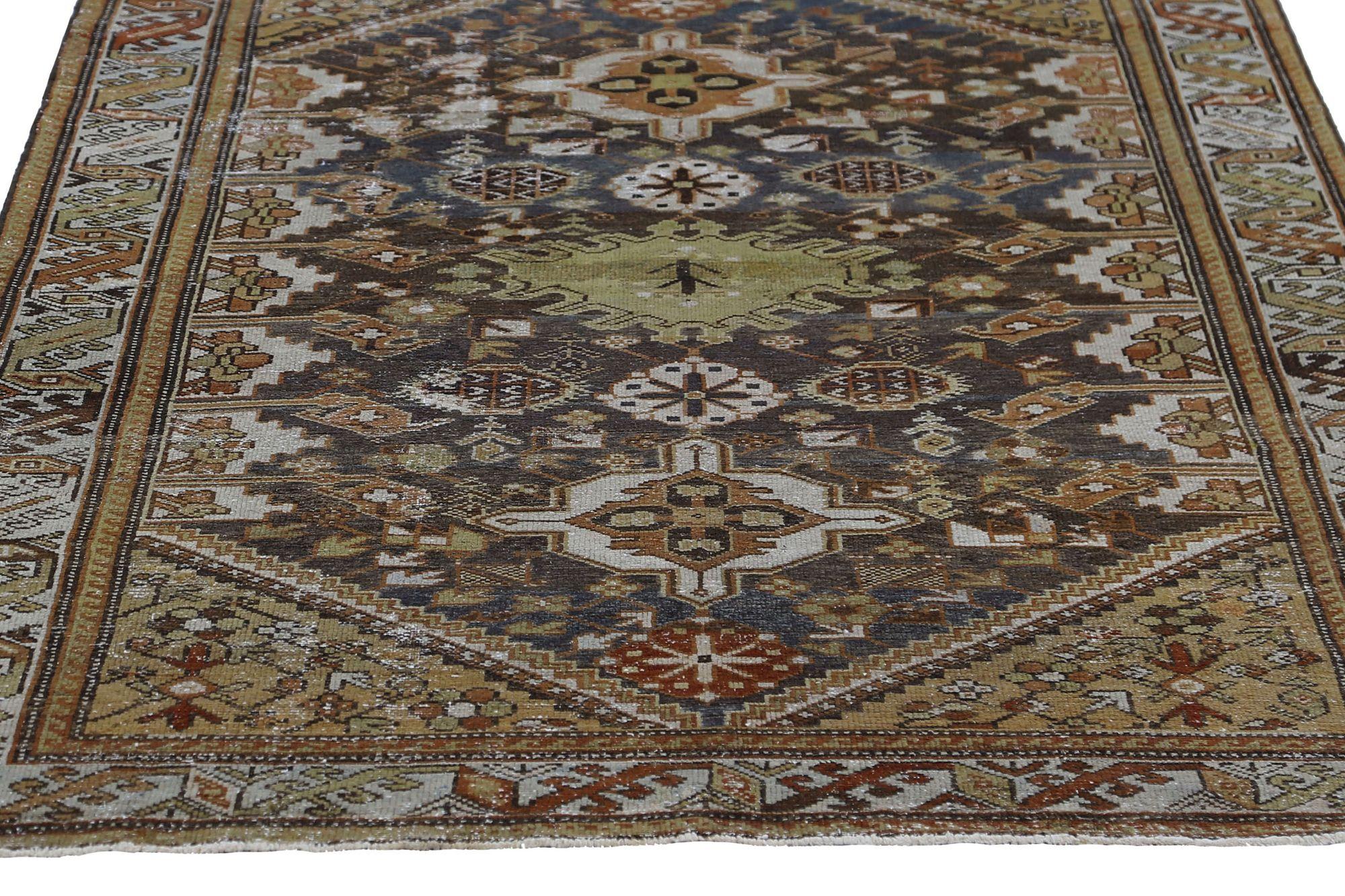 Persischer Bakhtiari Kleiner Teppich - Wolle Marineblau Gelb Design - 96789 im Zustand „Hervorragend“ im Angebot in Dallas, TX