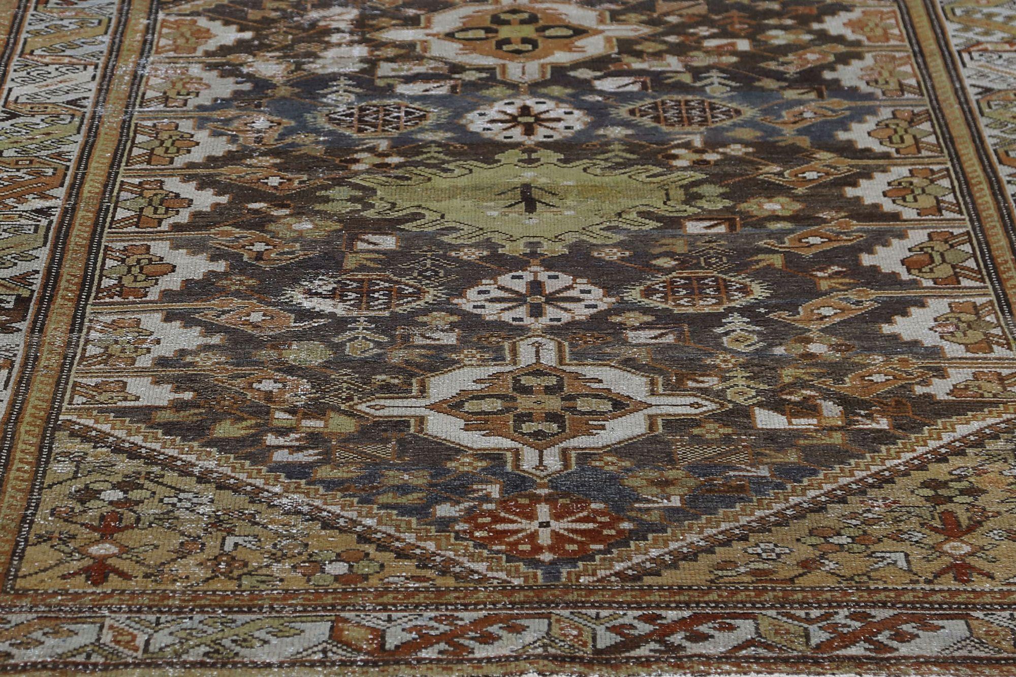 Persischer Bakhtiari Kleiner Teppich - Wolle Marineblau Gelb Design - 96789 (20. Jahrhundert) im Angebot