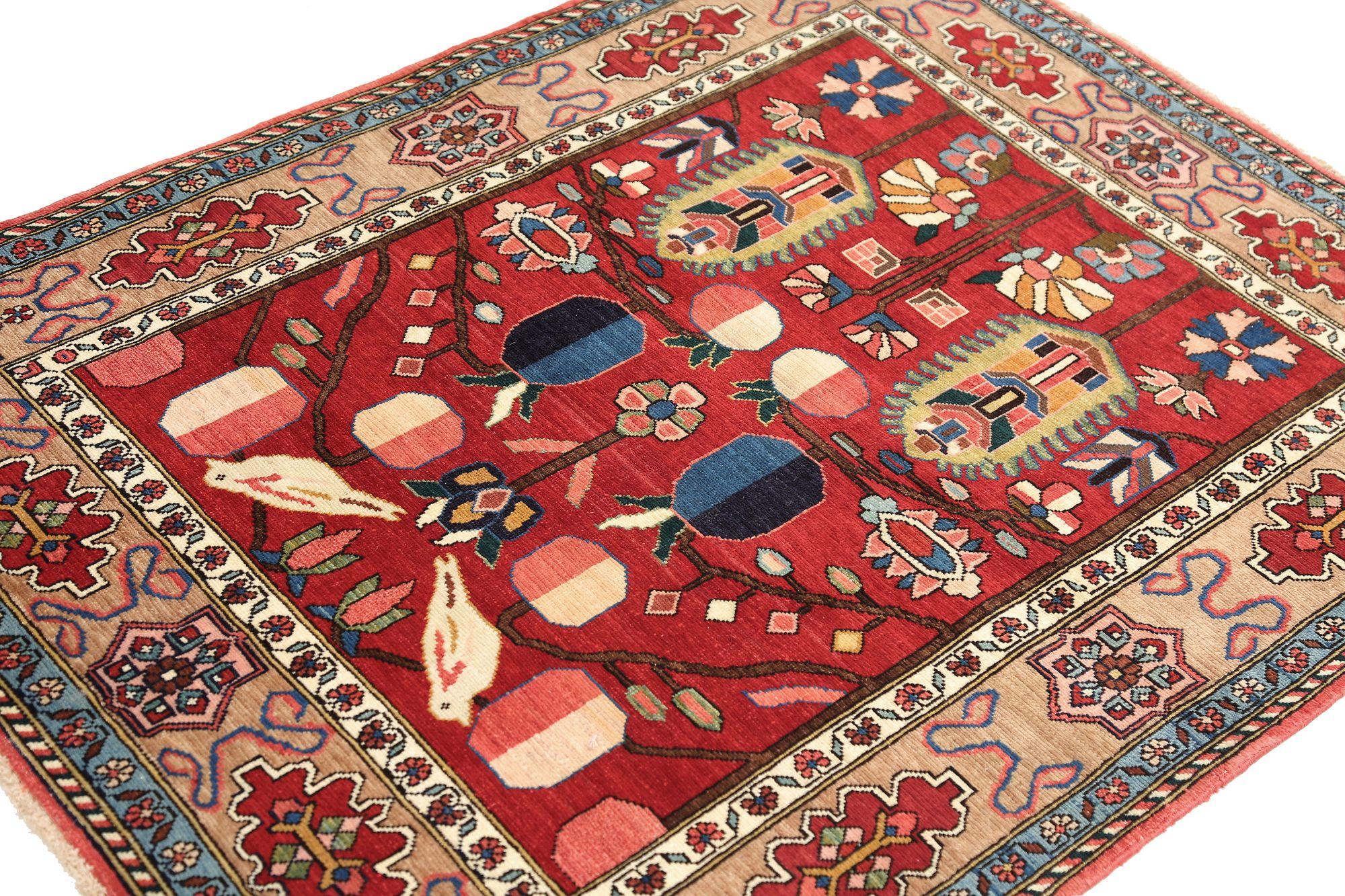 Persischer Bakhtiari Kleiner Teppich - Wolle Rot Design - 97096 im Zustand „Hervorragend“ im Angebot in Dallas, TX