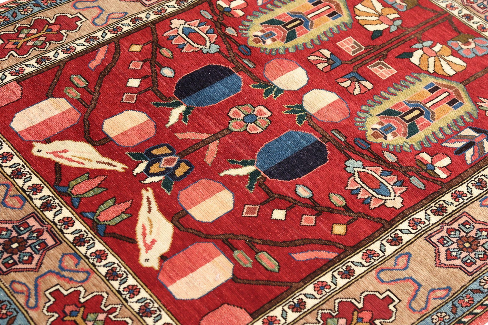 Persischer Bakhtiari Kleiner Teppich - Wolle Rot Design - 97096 (20. Jahrhundert) im Angebot