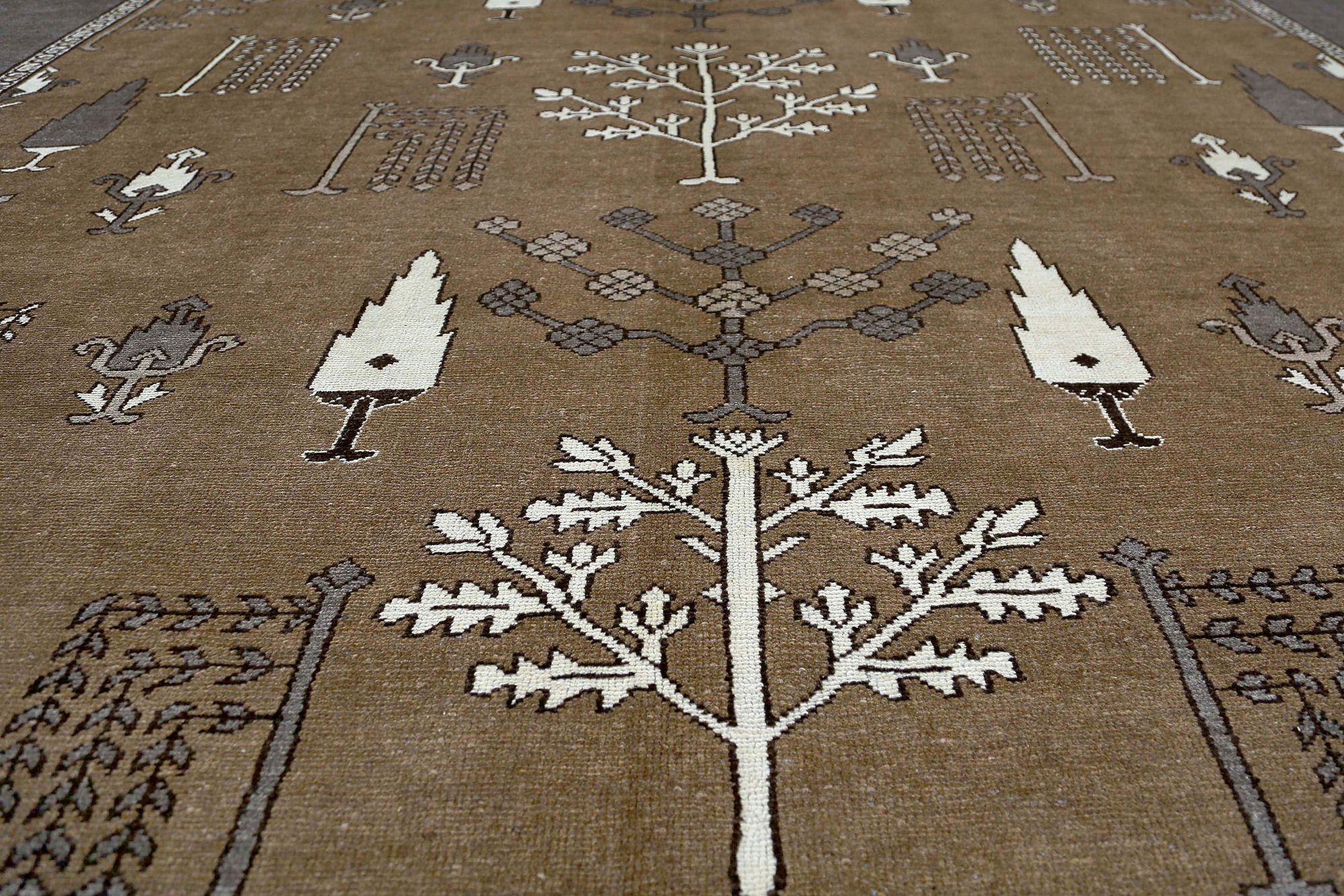 Tappeti quadrati persiani Bakhtiari - Design marrone lana - 97213 In condizioni ottime in vendita a Dallas, TX