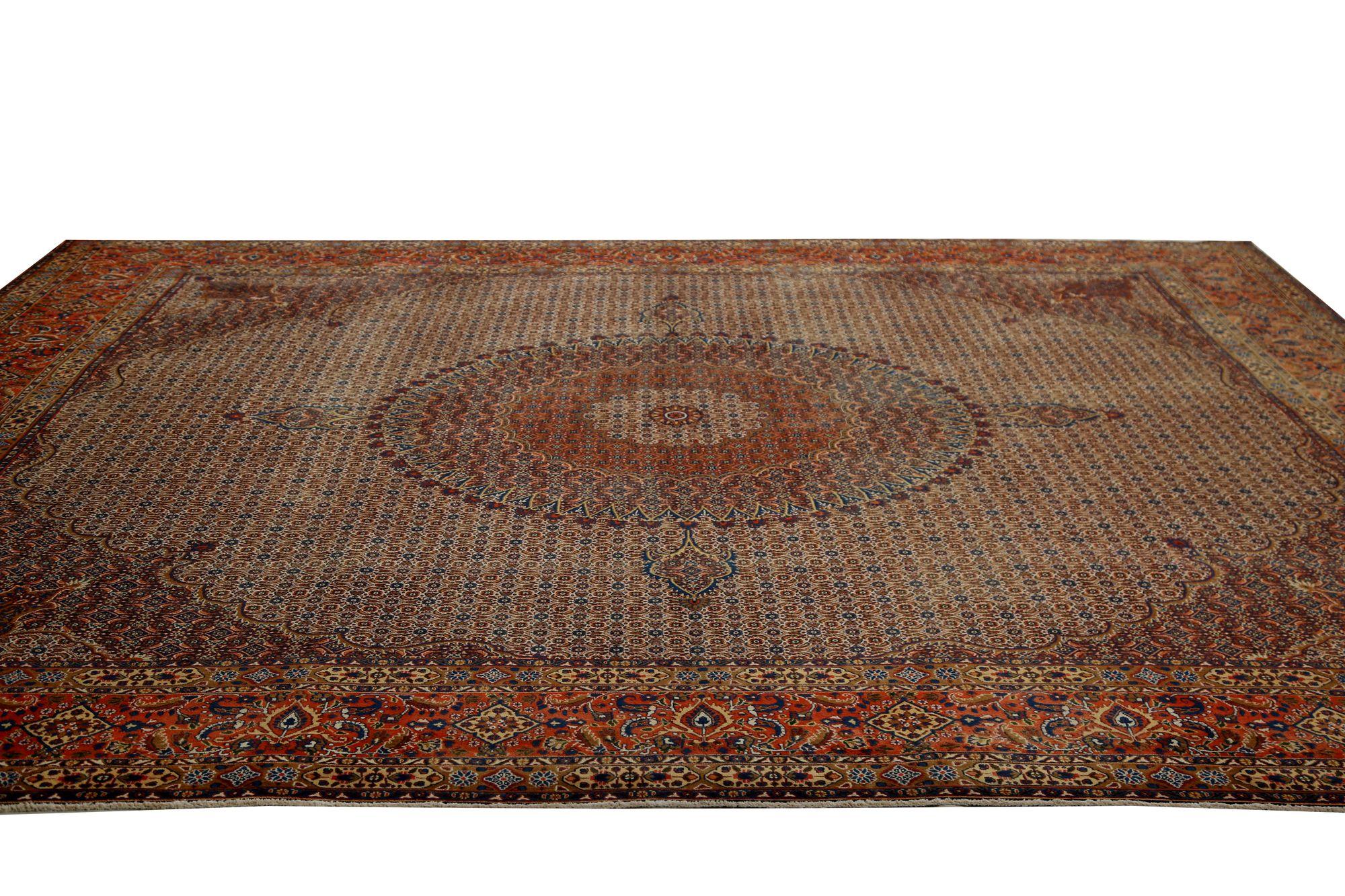 Iracheno Tappeti quadrati persiani Bakhtiari - Design rosso avorio in lana - 97220 in vendita