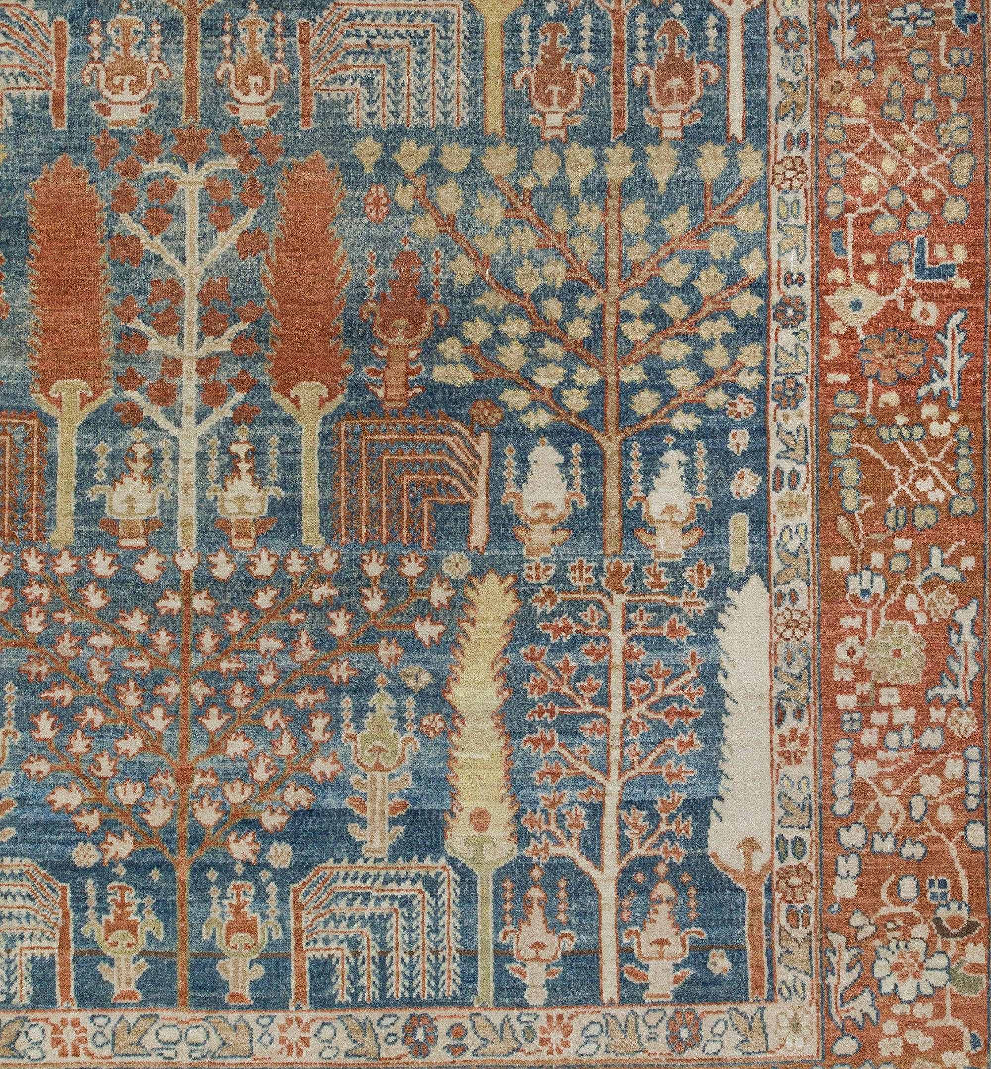 This rug resembles the rare and collectible antique Bakshaish rugs that were produced in the 19th century and earlier.  Due to their limited availability, NASIRI revived the ancient dyeing and weaving techniques that have dissolved over the years to