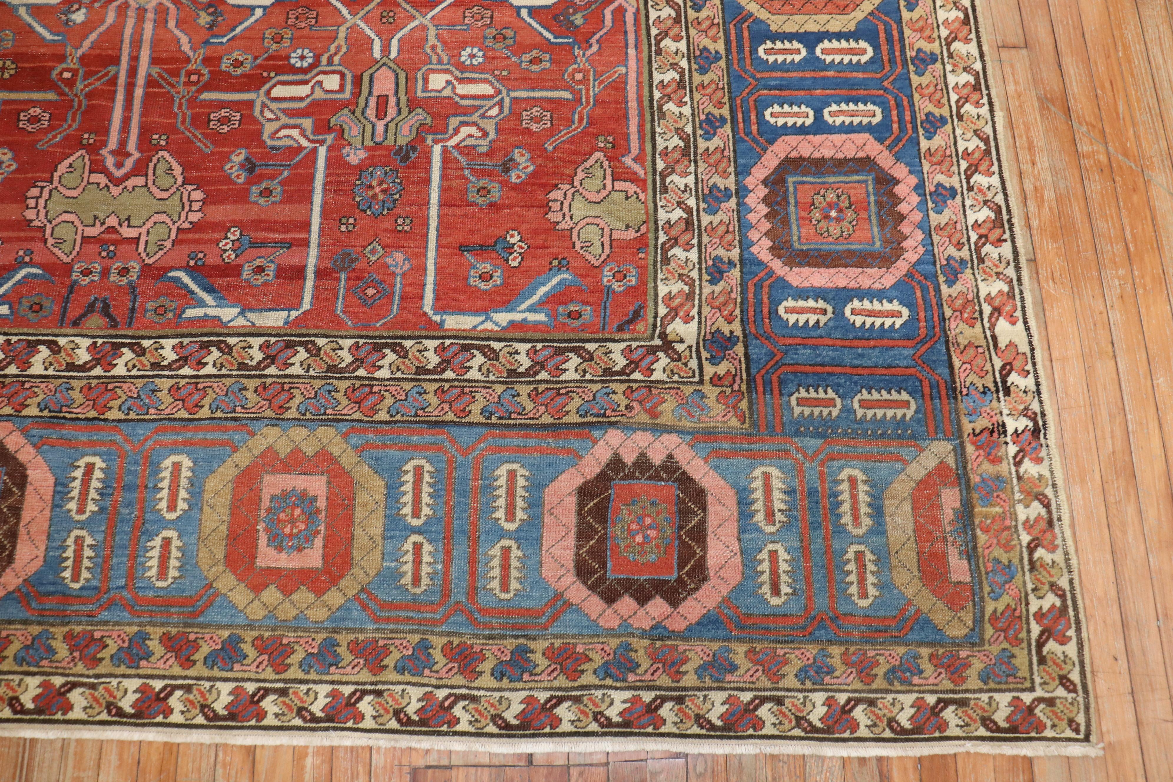 Hand-Knotted Persian Bakshaish Square Room Size Rug For Sale