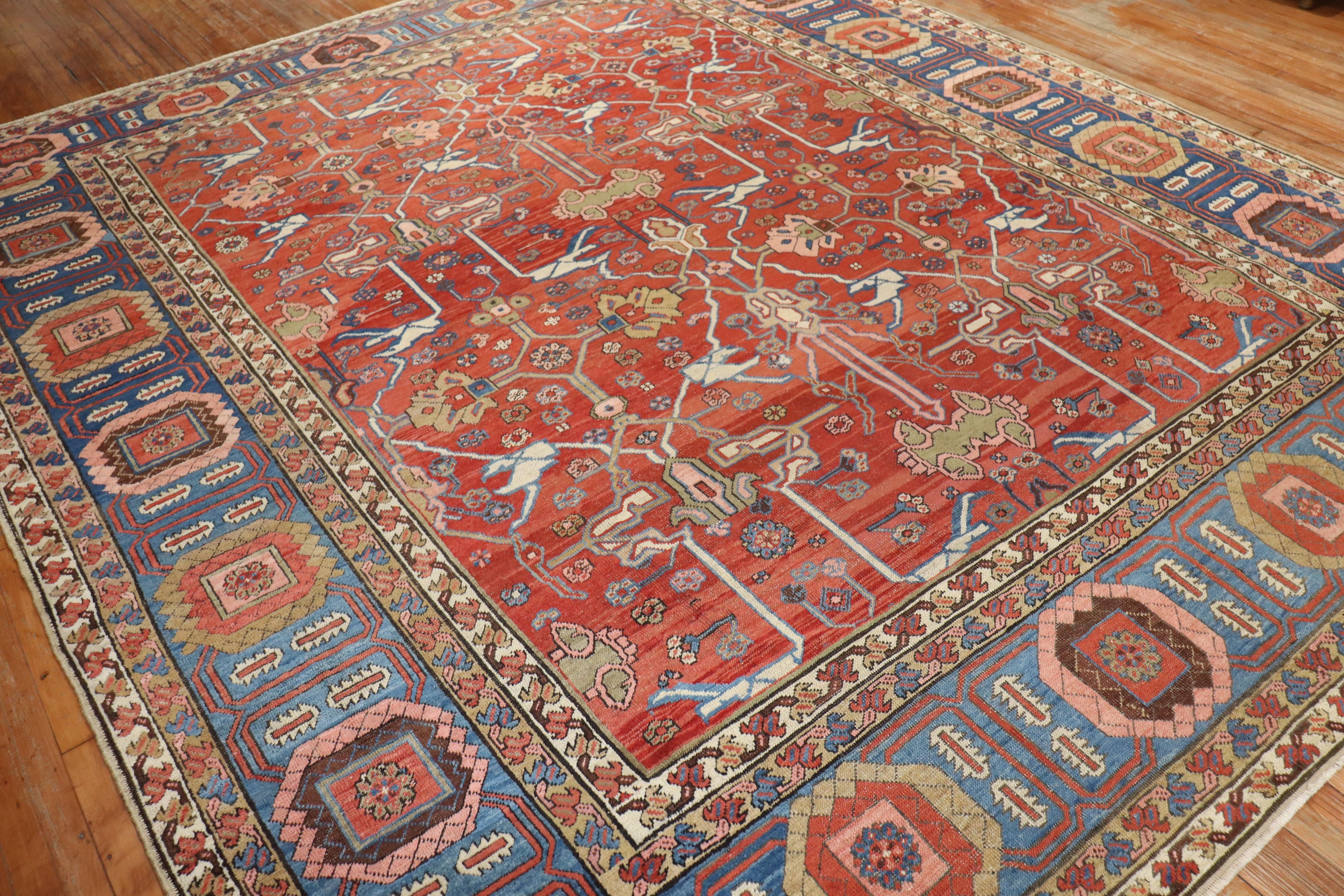 Wool Persian Bakshaish Square Room Size Rug For Sale