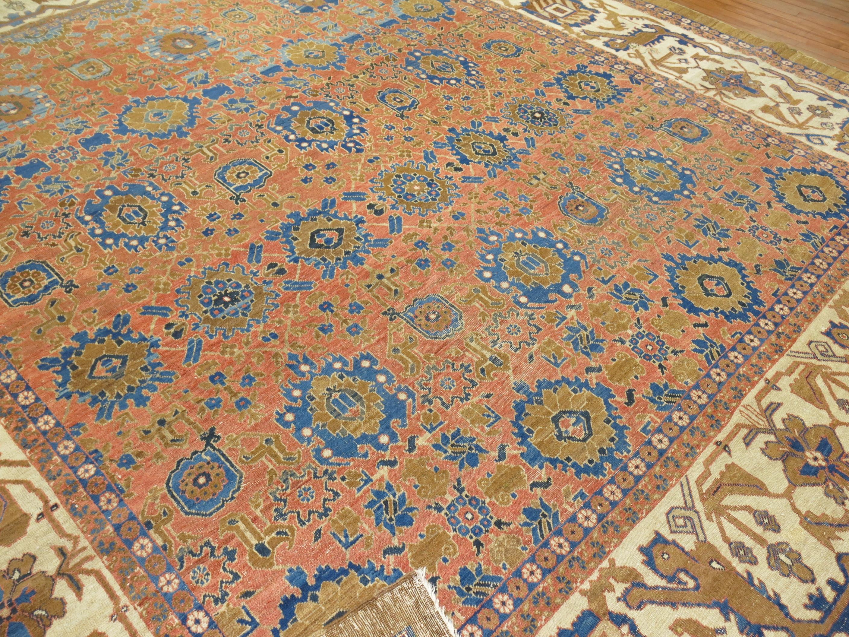 Wool Persian Bakshaish Square Room Size Rug For Sale