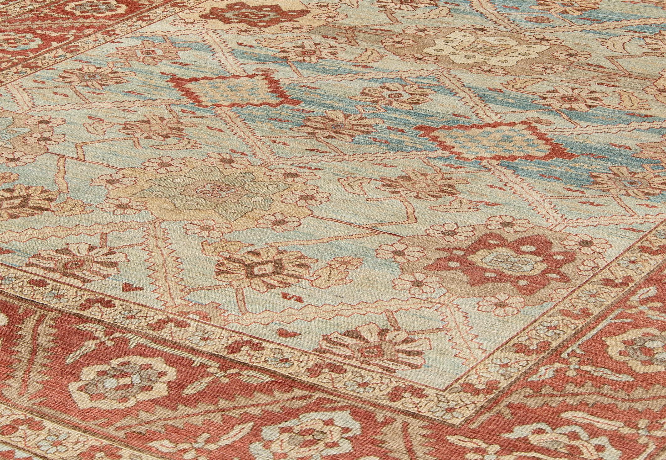 Bakshaish Persian Bakshayesh Rug-Sky Blue & Terracotta For Sale