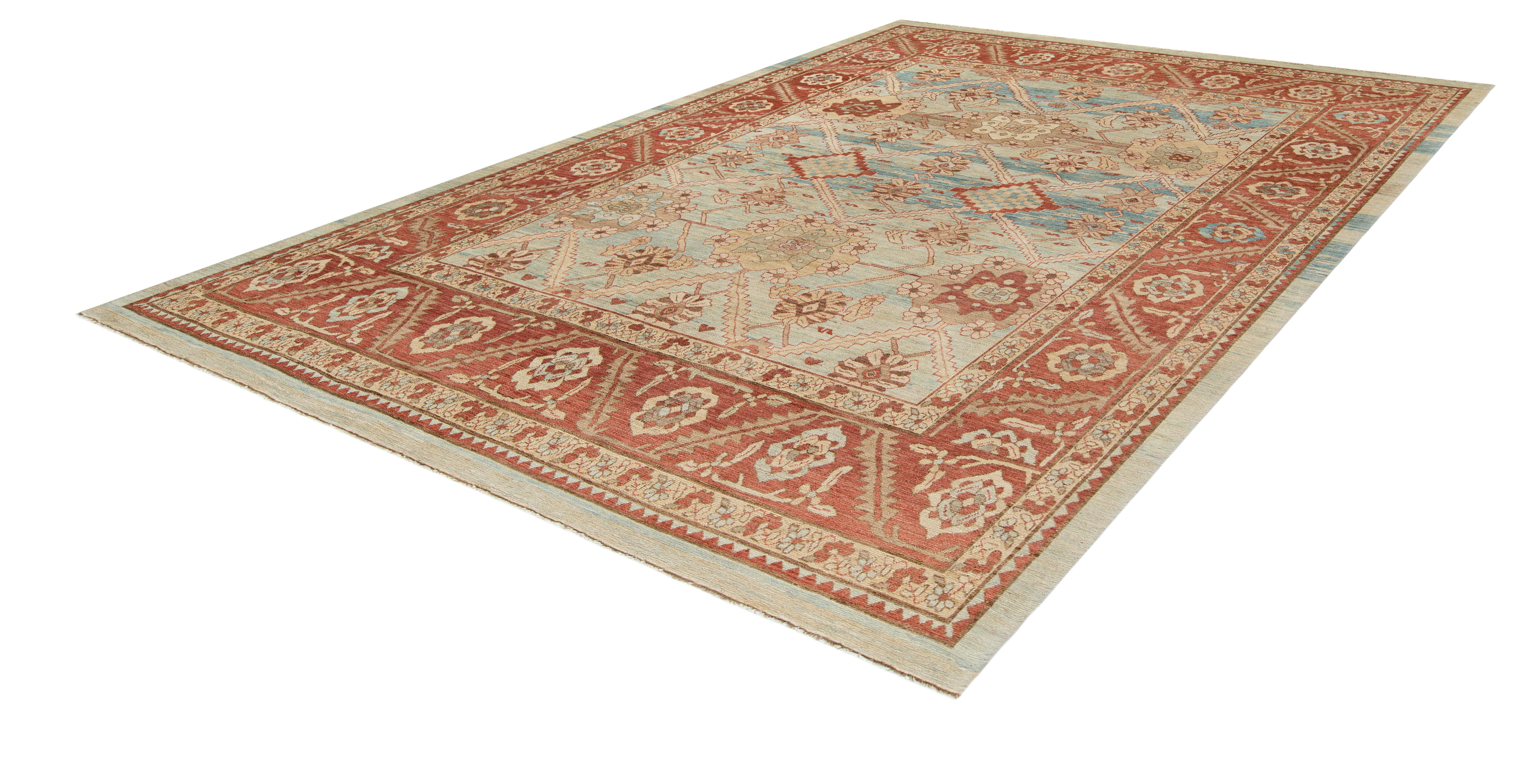 Persian Bakshayesh Rug-Sky Blue & Terracotta In New Condition For Sale In New York, NY