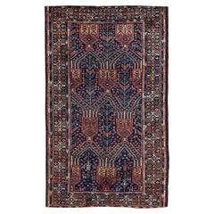 Persischer Balouch Kleiner Teppich Circa 1910 - Wolle Blau Elfenbein Marineblau Blau Rot - 91232