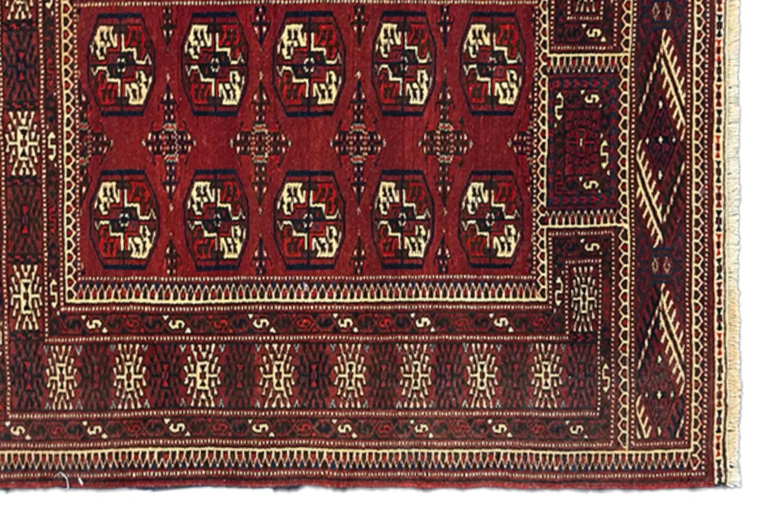 Tappeto persiano Balouch Small Design, circa 1910 - Lana, avorio, rosso - 75439 In condizioni buone in vendita a Dallas, TX