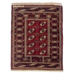 Tappeto persiano Balouch Small Design, circa 1910 - Lana, avorio, rosso - 75439