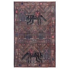 Tappeto persiano Balouch Small Design in lana marrone - 97125