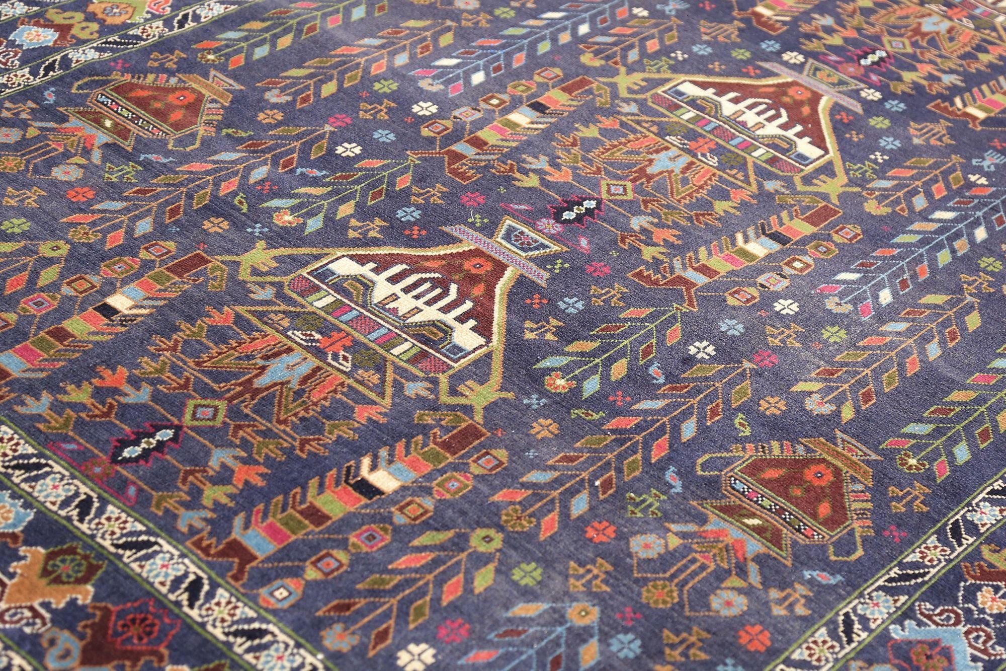 Persischer Balouch Kleiner Teppich aus Wolle in Marineblau mit Design - 97103 (Irakisch) im Angebot