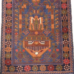 Persian Baluch Nomadic Tribal Oriental Rug, Running Dog Border, 20th Century