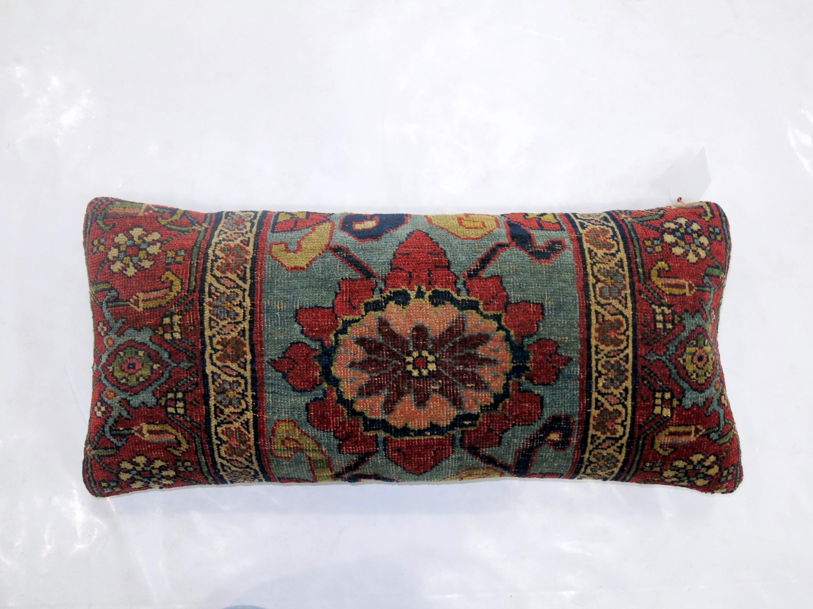 Pillow made from a 19th century Persian Bidjar rug. Measures: 18'' x 31''.