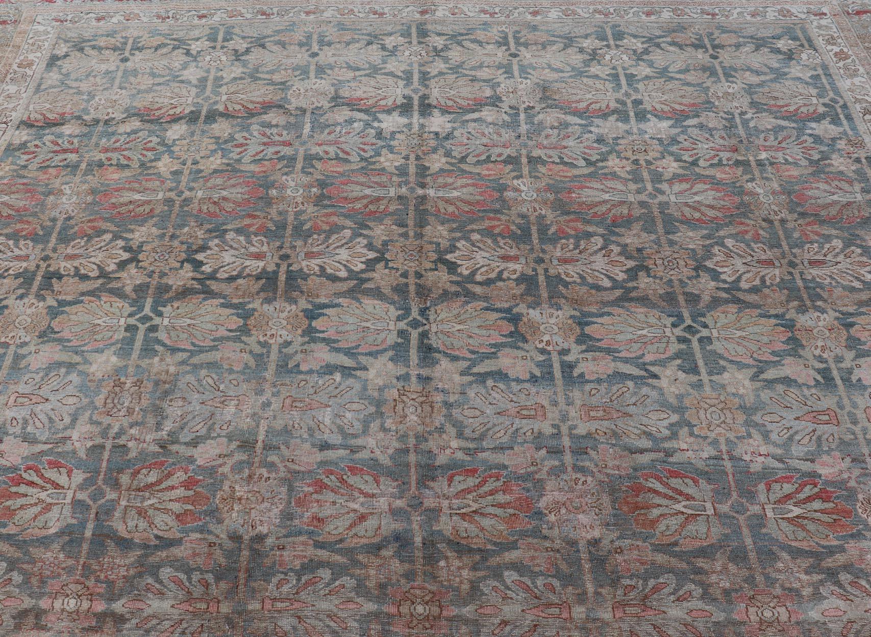 Persian Bidjar, Light Blue Background & All-Over Tribal Pattern 12'9 x 17'10 For Sale 4