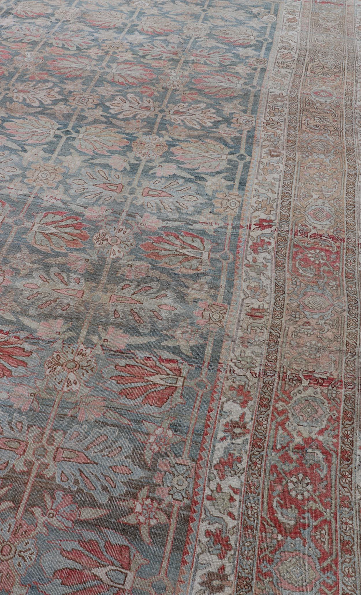 Persian Bidjar, Light Blue Background & All-Over Tribal Pattern 12'9 x 17'10 For Sale 5