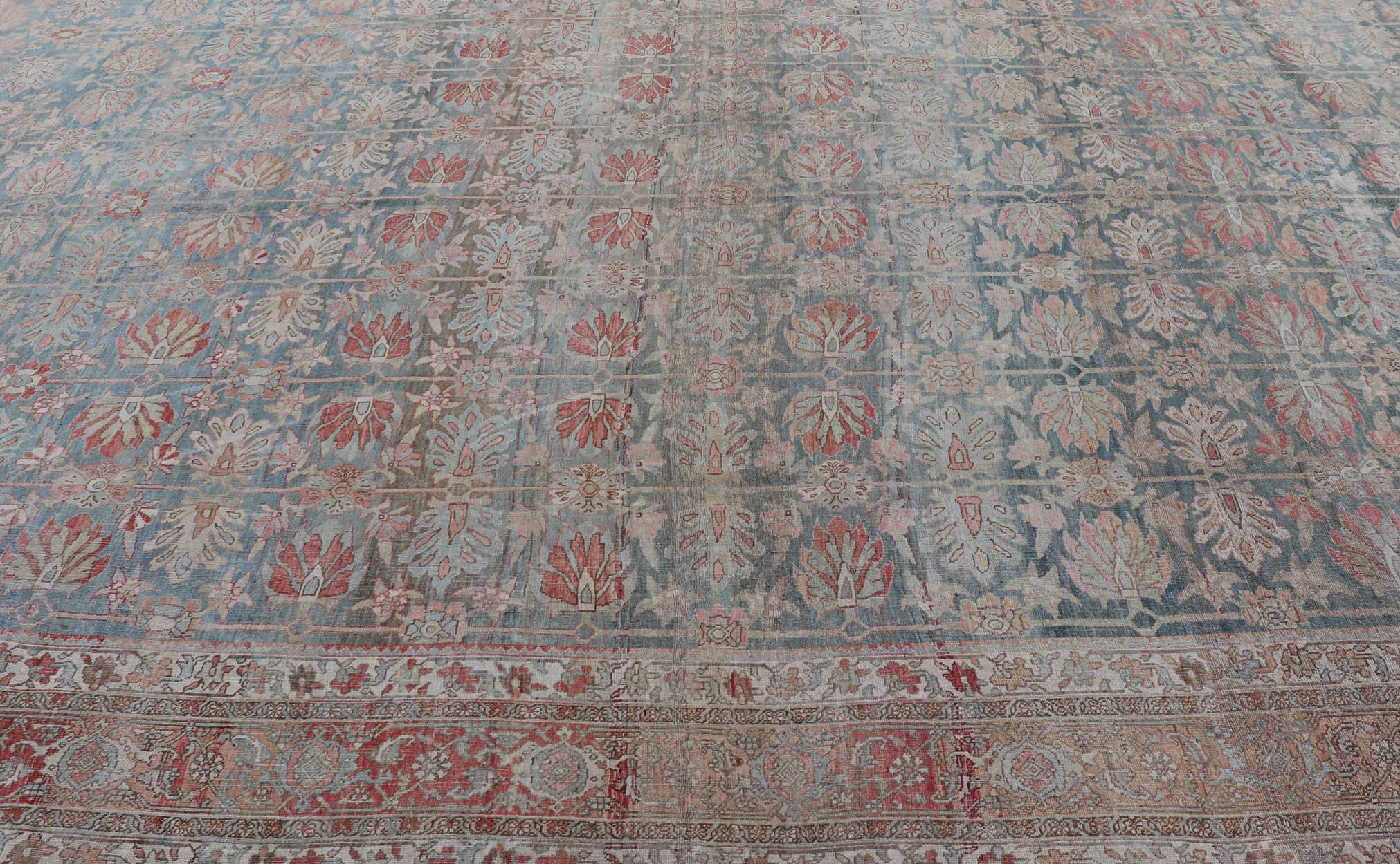 Persian Bidjar, Light Blue Background & All-Over Tribal Pattern 12'9 x 17'10 For Sale 6