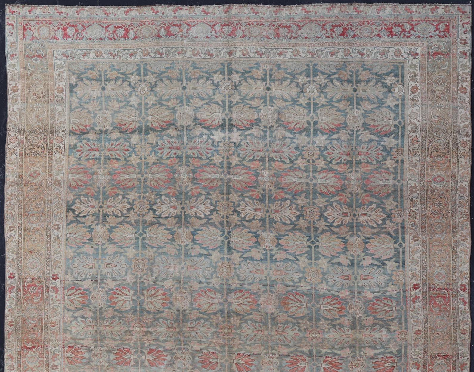 Persian Bidjar, Light Blue Background & All-Over Tribal Pattern 12'9 x 17'10 For Sale 7