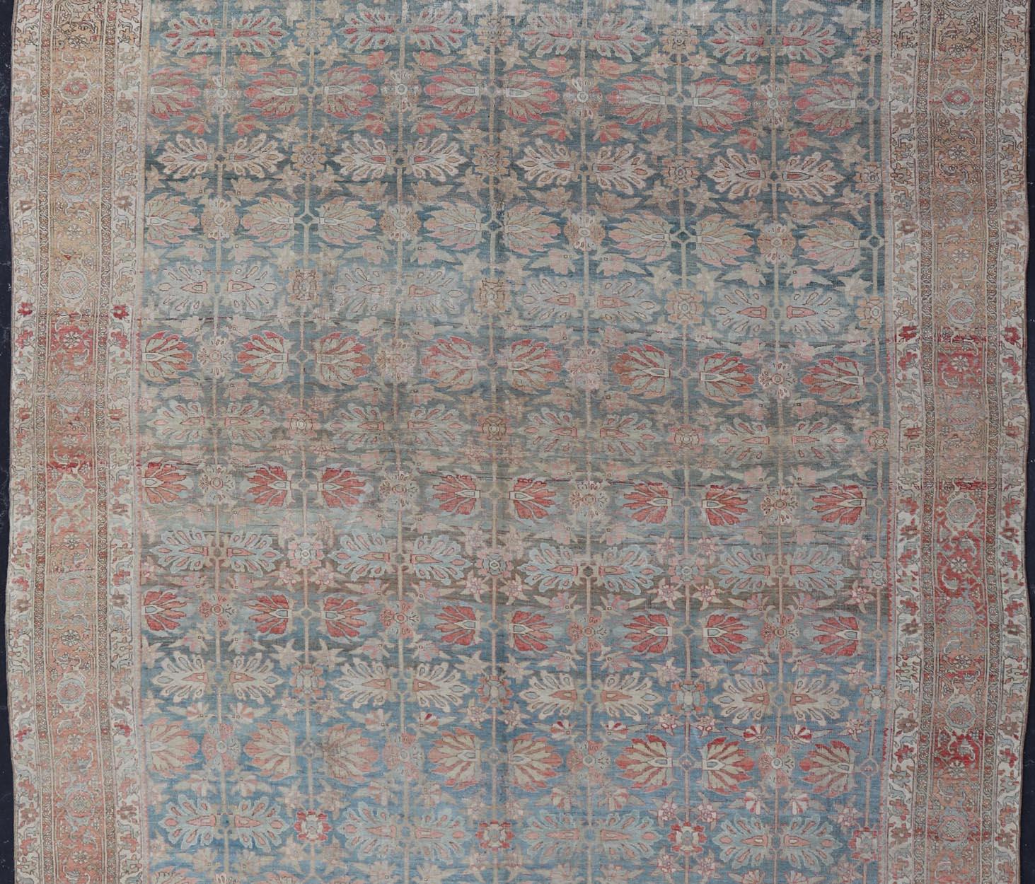 Persian Bidjar, Light Blue Background & All-Over Tribal Pattern 12'9 x 17'10 For Sale 8