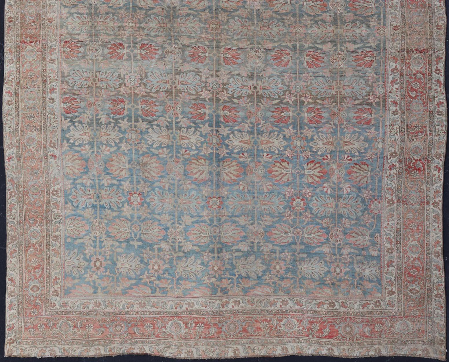 Persian Bidjar, Light Blue Background & All-Over Tribal Pattern 12'9 x 17'10 For Sale 9