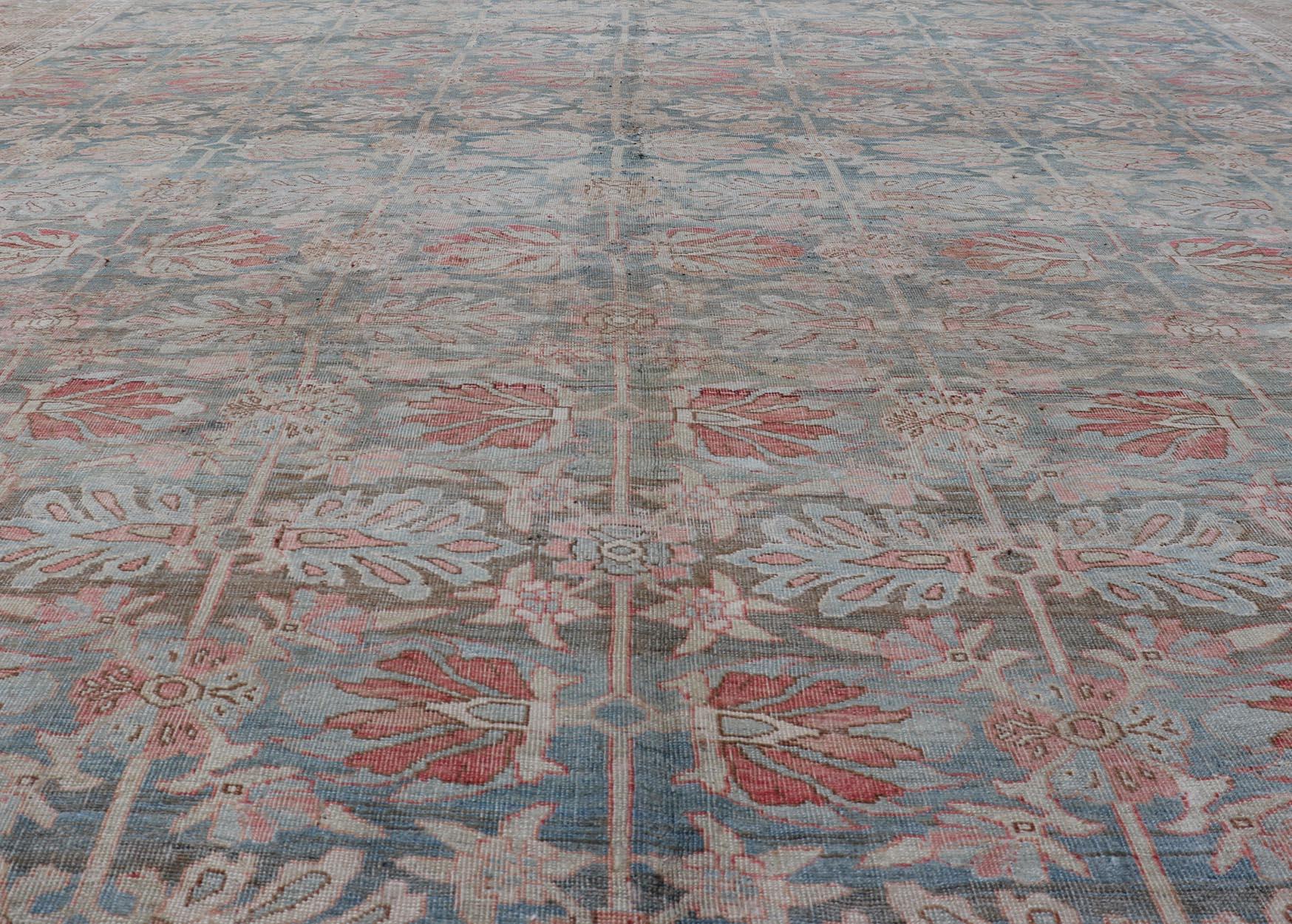 Persian Bidjar, Light Blue Background & All-Over Tribal Pattern 12'9 x 17'10 For Sale 13