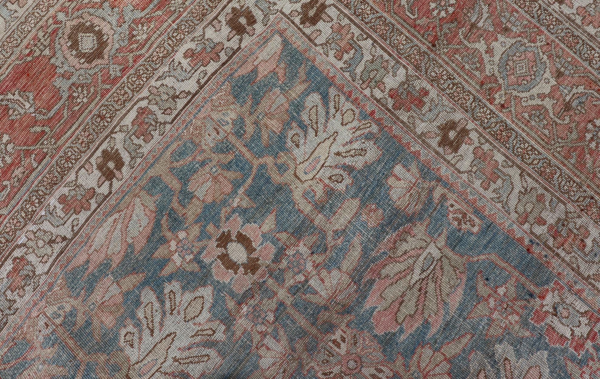 Persian Bidjar, Light Blue Background & All-Over Tribal Pattern 12'9 x 17'10 For Sale 14