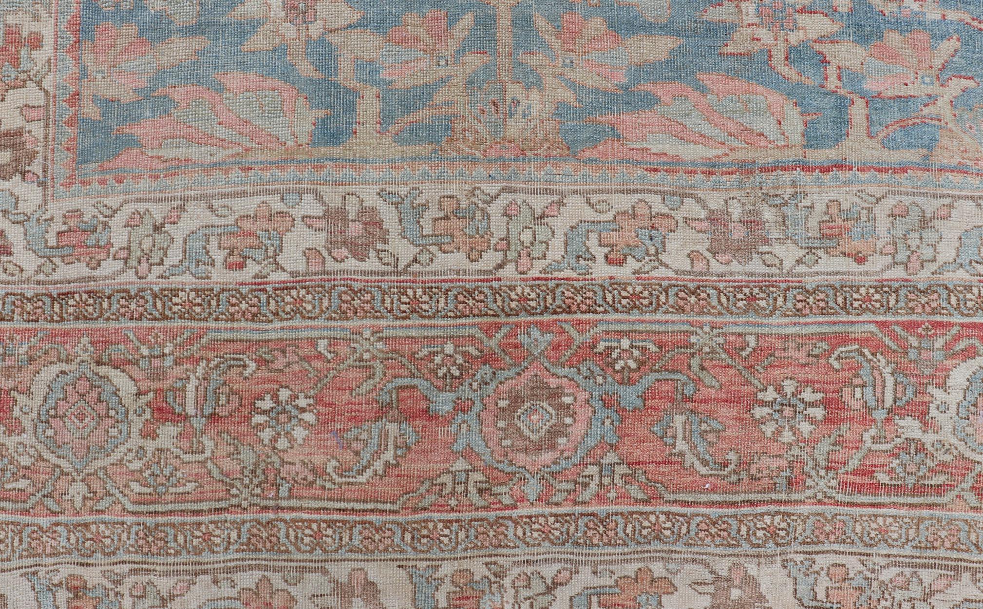 Persian Bidjar, Light Blue Background & All-Over Tribal Pattern 12'9 x 17'10 For Sale 1