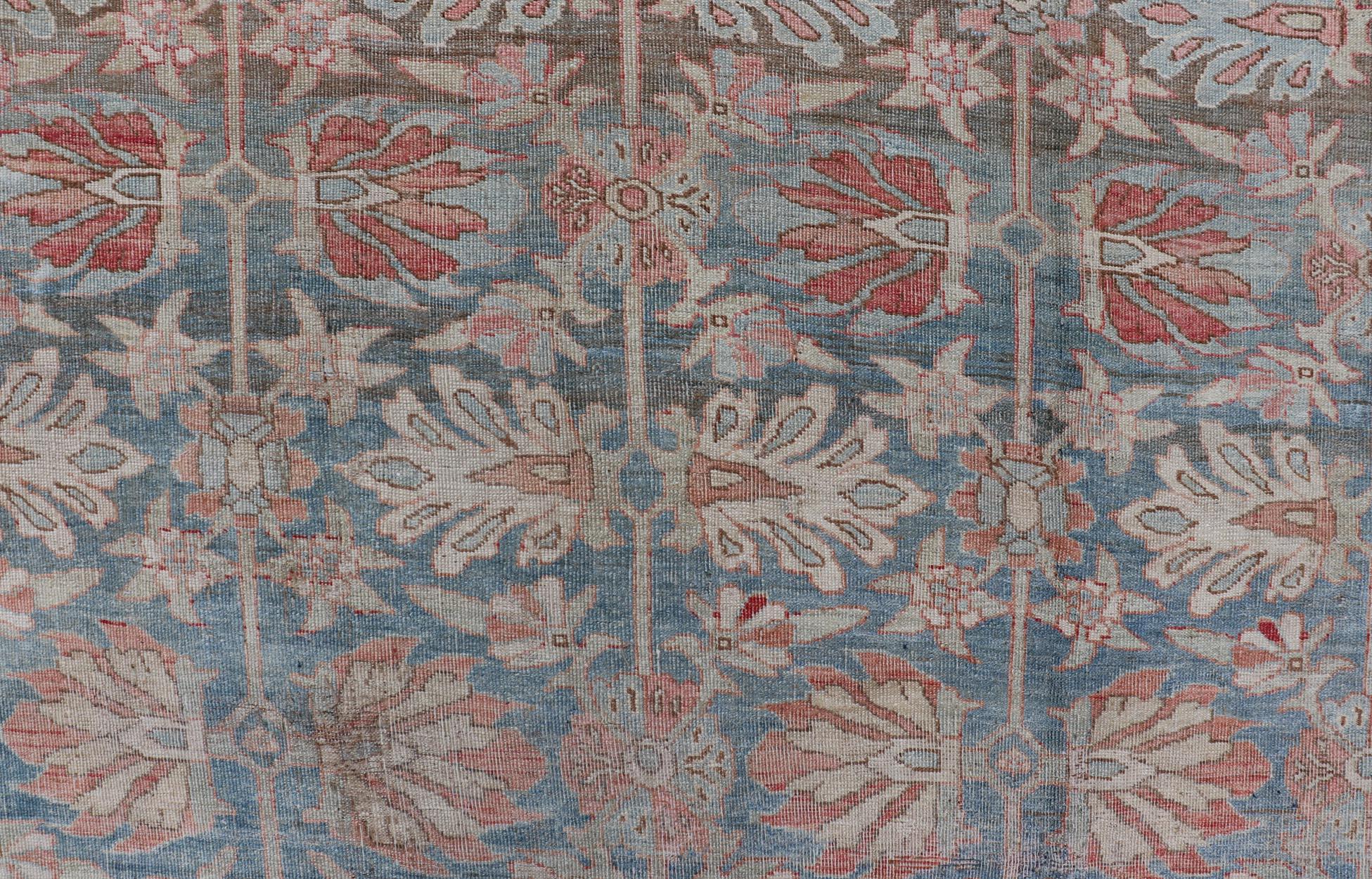 Persian Bidjar, Light Blue Background & All-Over Tribal Pattern 12'9 x 17'10 For Sale 3