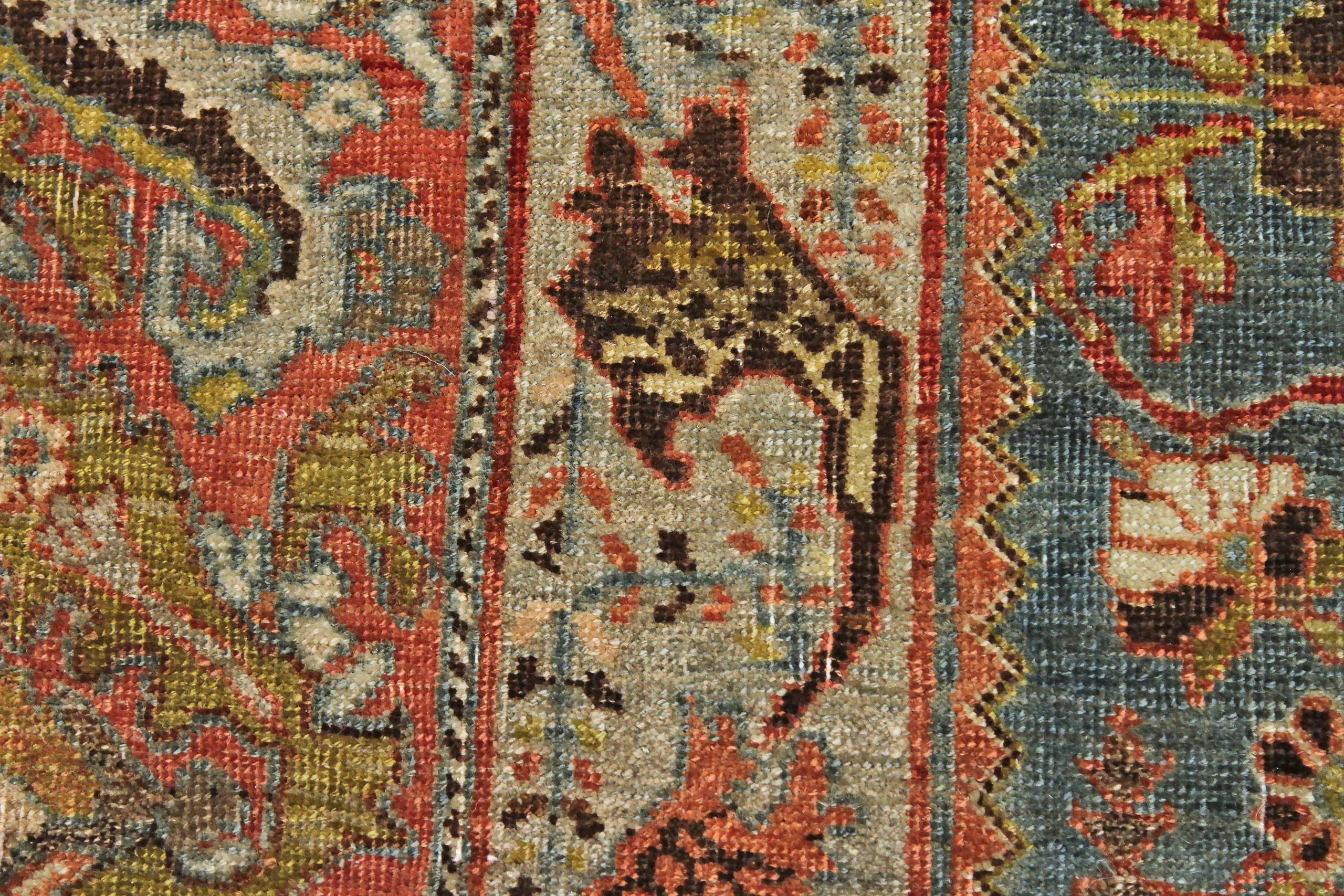Persische Bijar-Teppiche  - Wolle Blau Elfenbein Rosa Design - 89711 im Angebot 1