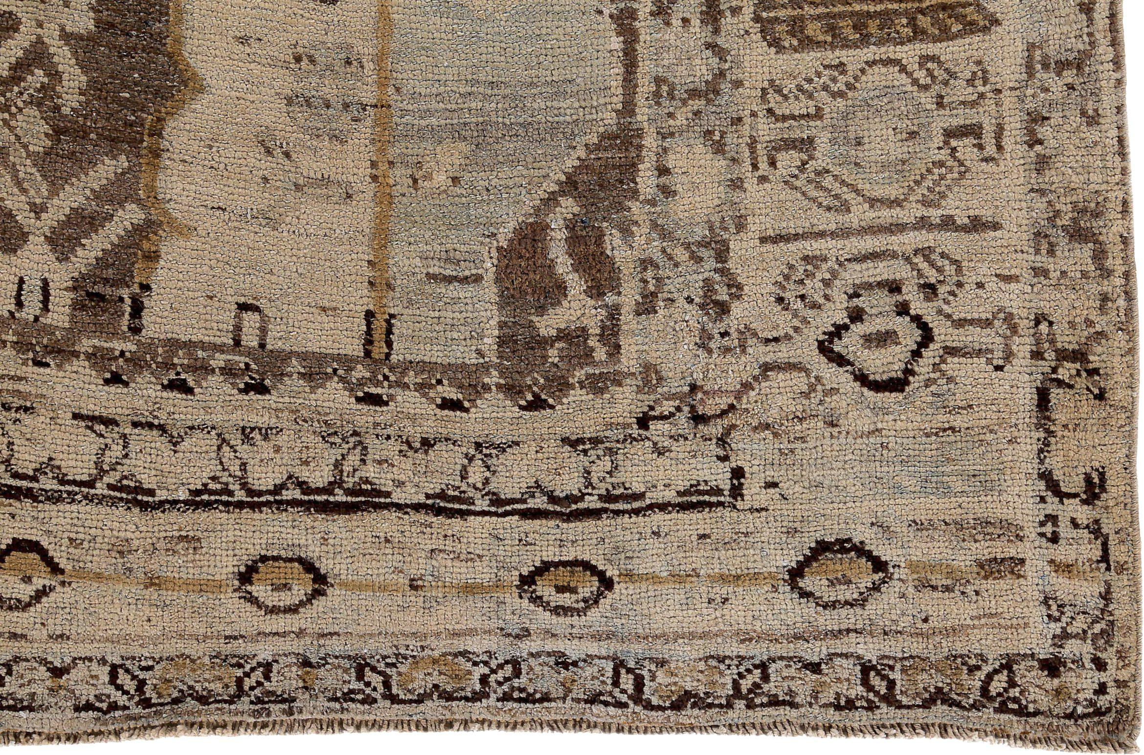 Tapis de sol Persan Bijar - Laine Design/One Brown - 89669 Excellent état - En vente à Dallas, TX