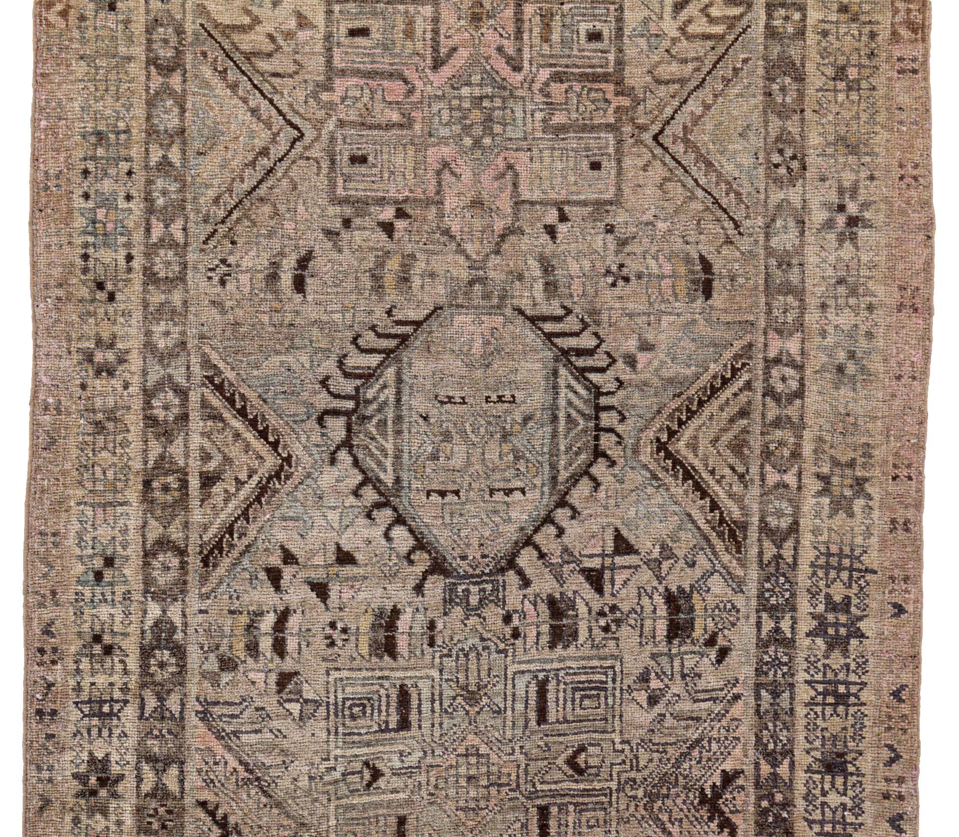 Asiatico Tappeti persiani Bijar - Lana Marrone Avorio - 91493 in vendita