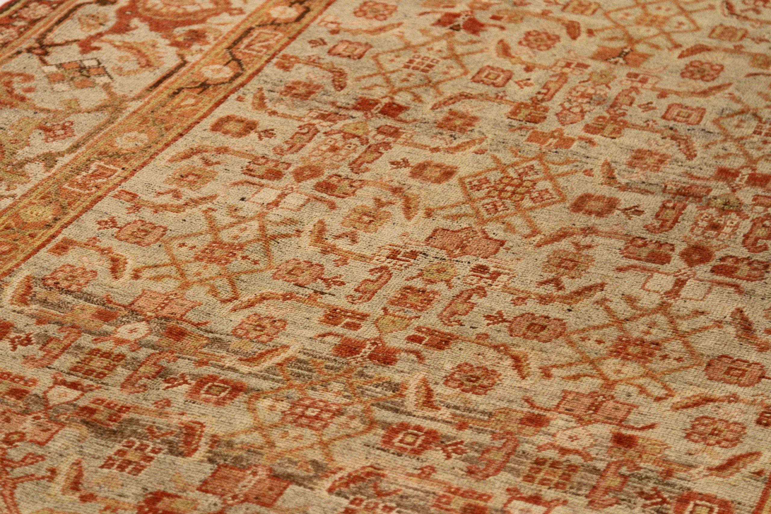 Asiatico Tappeti persiani Bijar - Lana Marrone Avorio Rosso 70628 in vendita