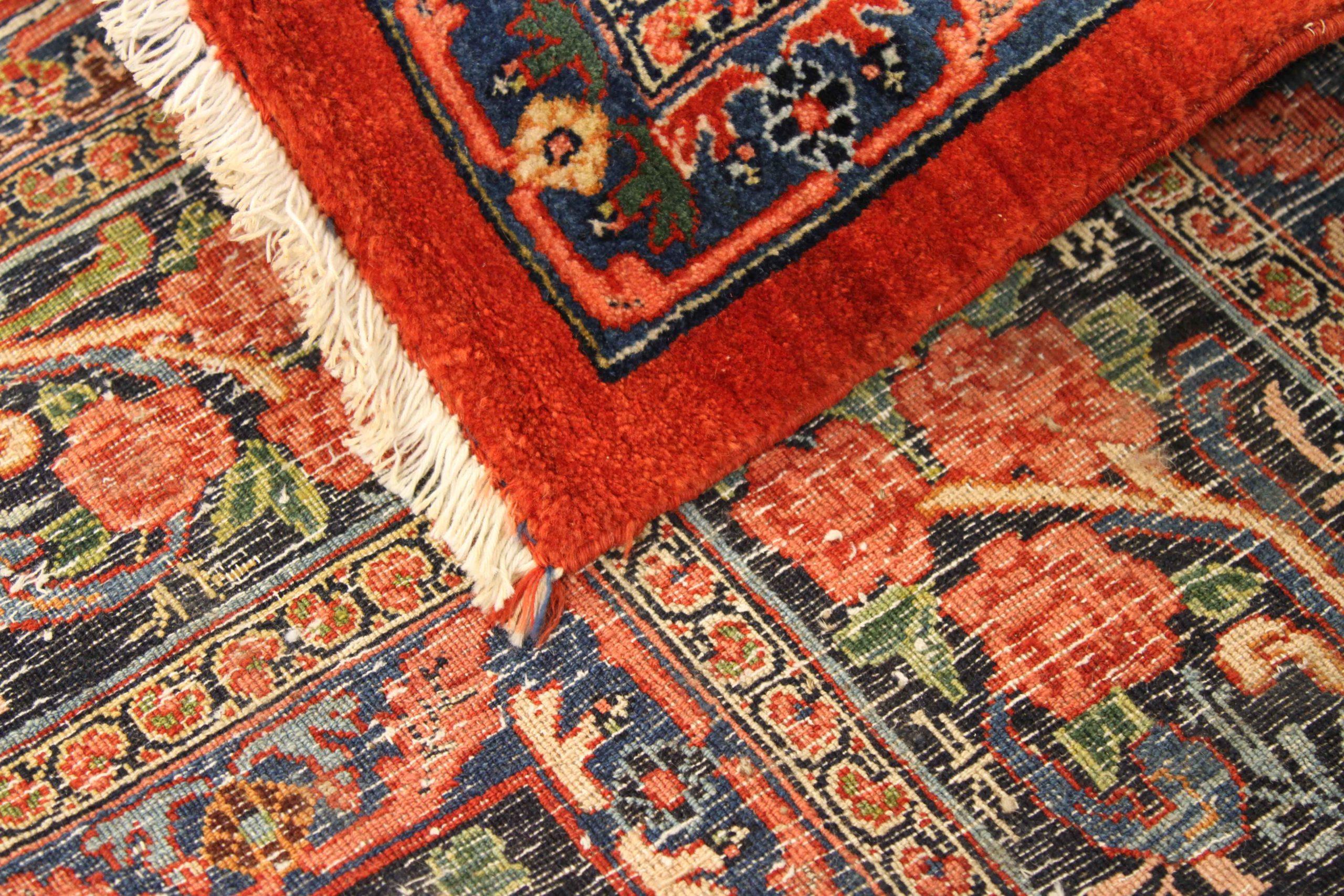 Tappeto persiano Bijar 1880 circa - Lana Verde Blu Navy Rosso - 75440 In condizioni ottime in vendita a Dallas, TX