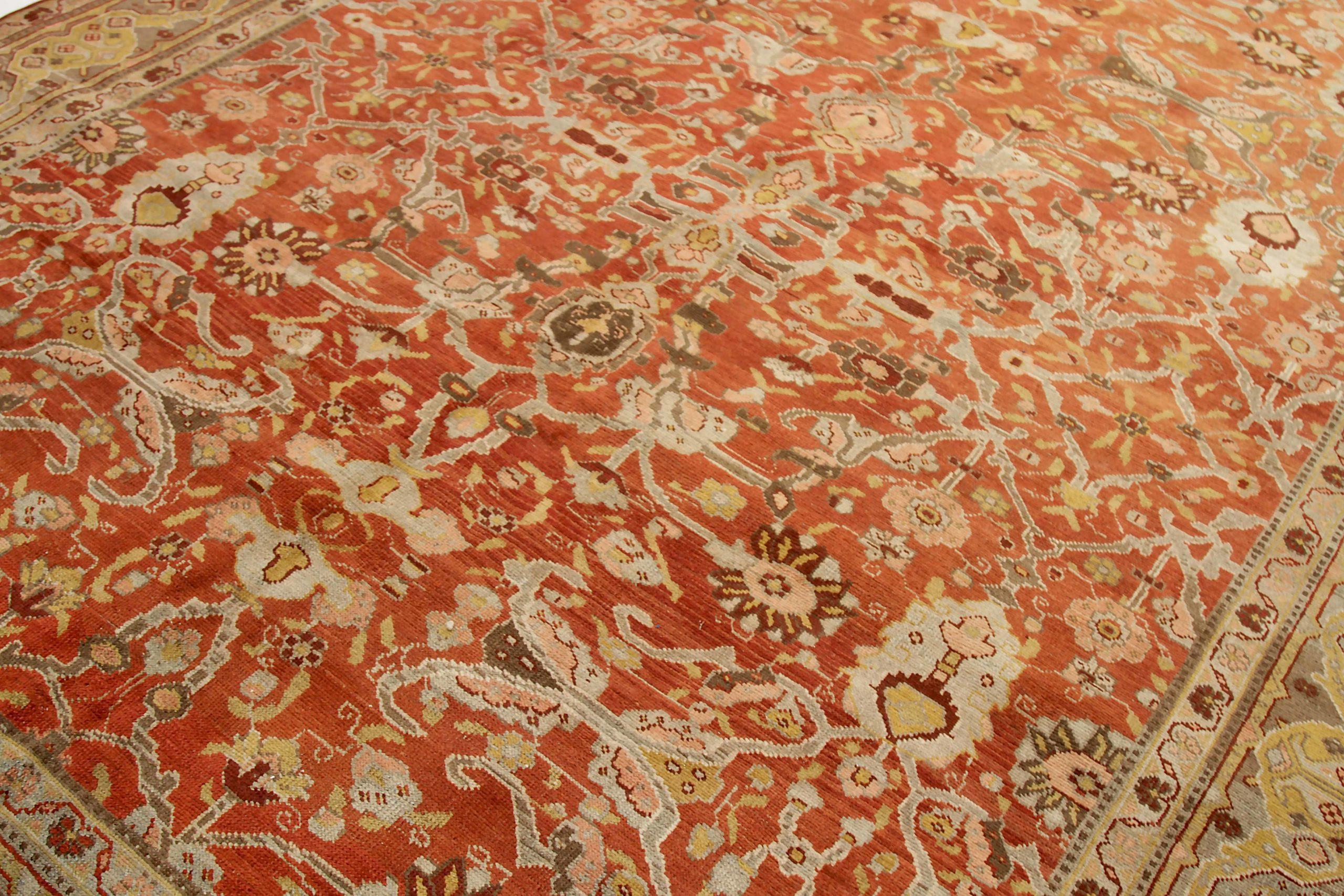 Asiatique Tapis persans Bijar datant d'environ 1910 - motif en laine rouge jaune - 89698 en vente